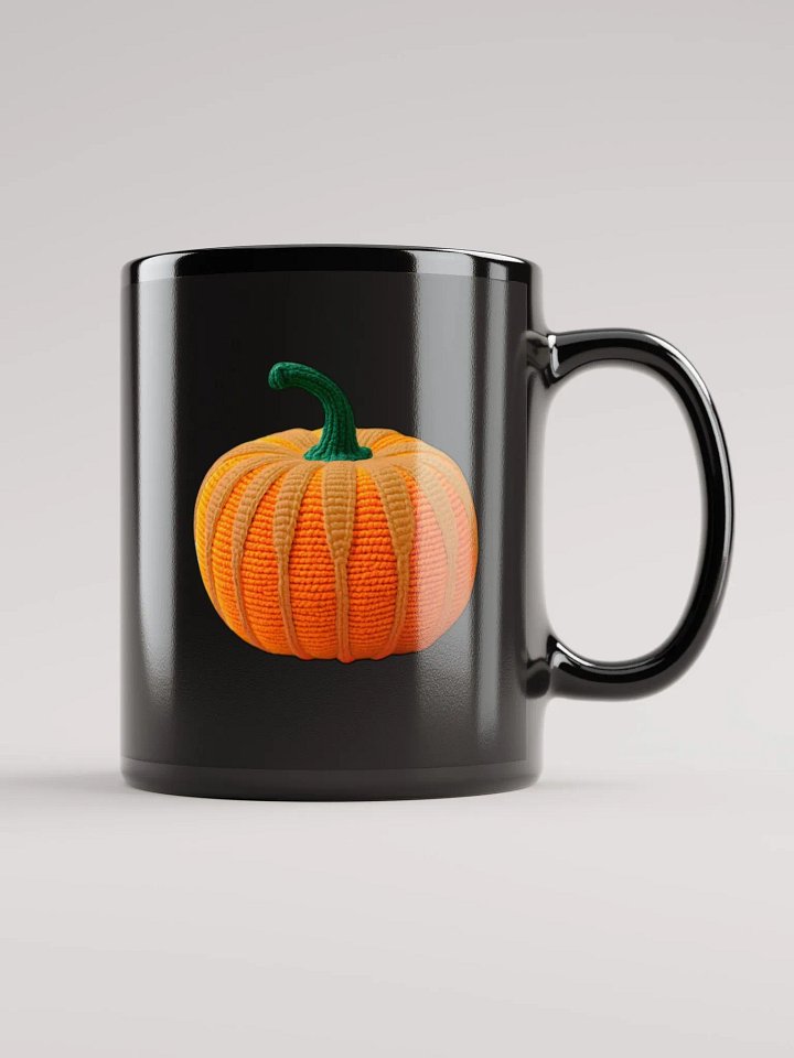 CozyAvocado Black Glossy Mug Crochet Pumpkin #1 product image (1)
