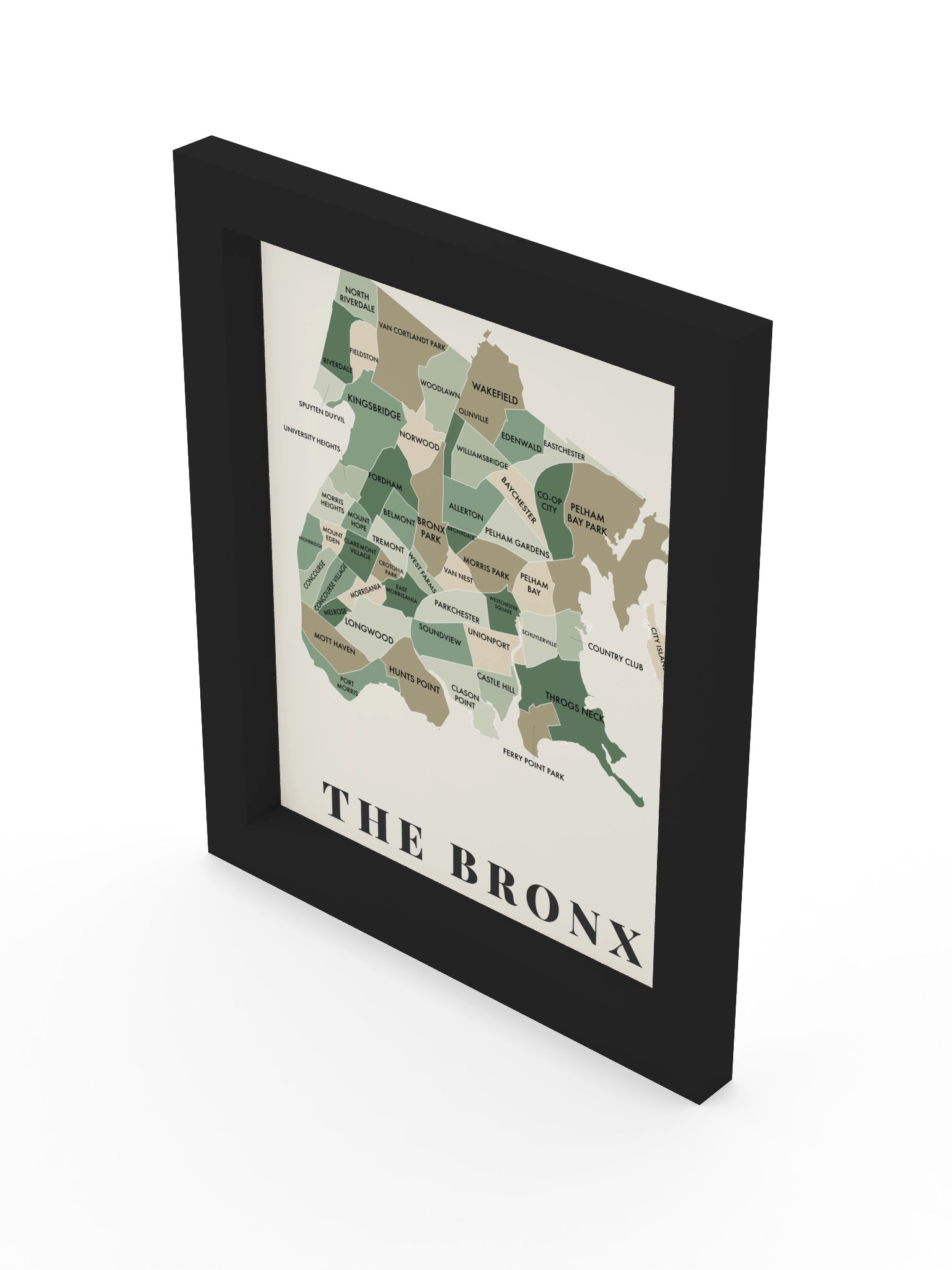 Bronx Neighborhood Map (Sage) [all] | Framed product image (4)