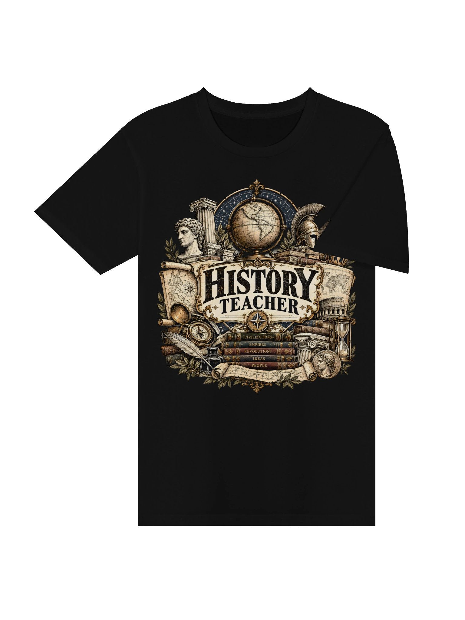 History Teacher Vintage Illustration T-Shirt, Black Heavyweight Cotton product image (7)