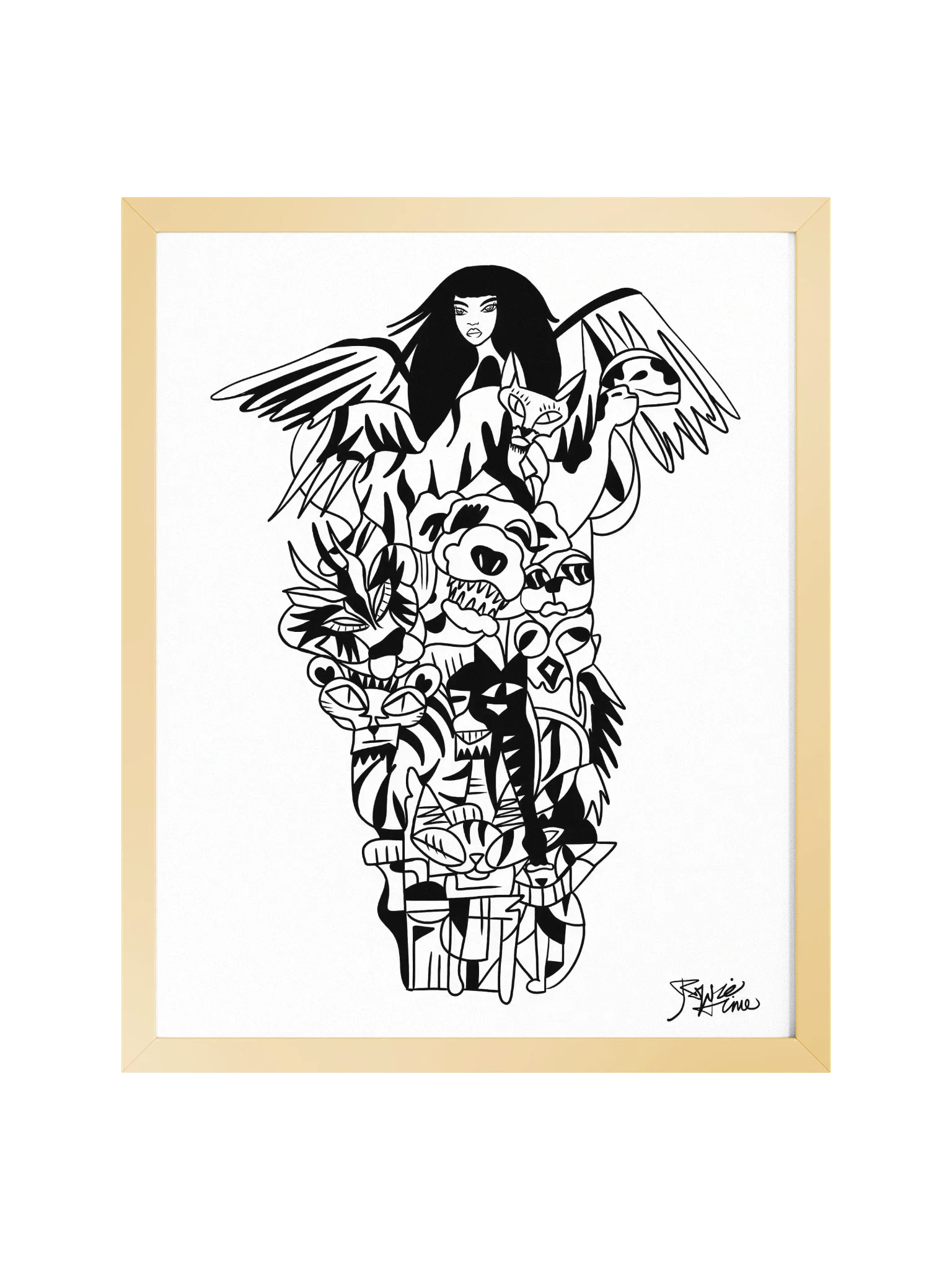 Framed Poster Wall Art: Goddess of Unity - Black and White product image (1)