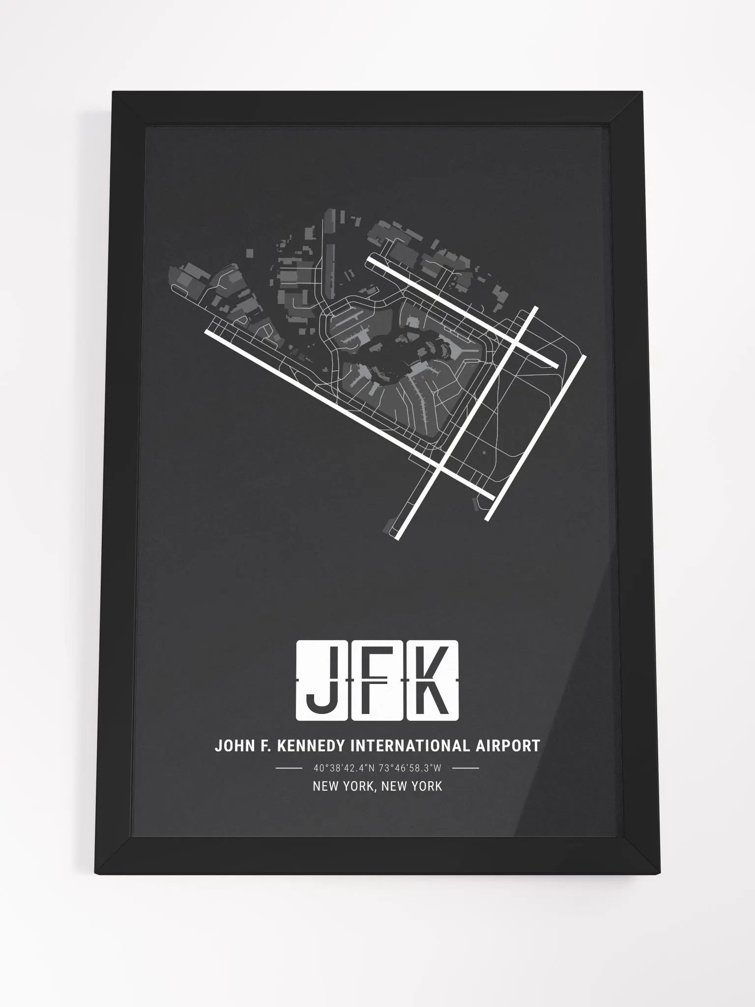 Framed Airport JFK Premium Map On Matt Paper product image (4)