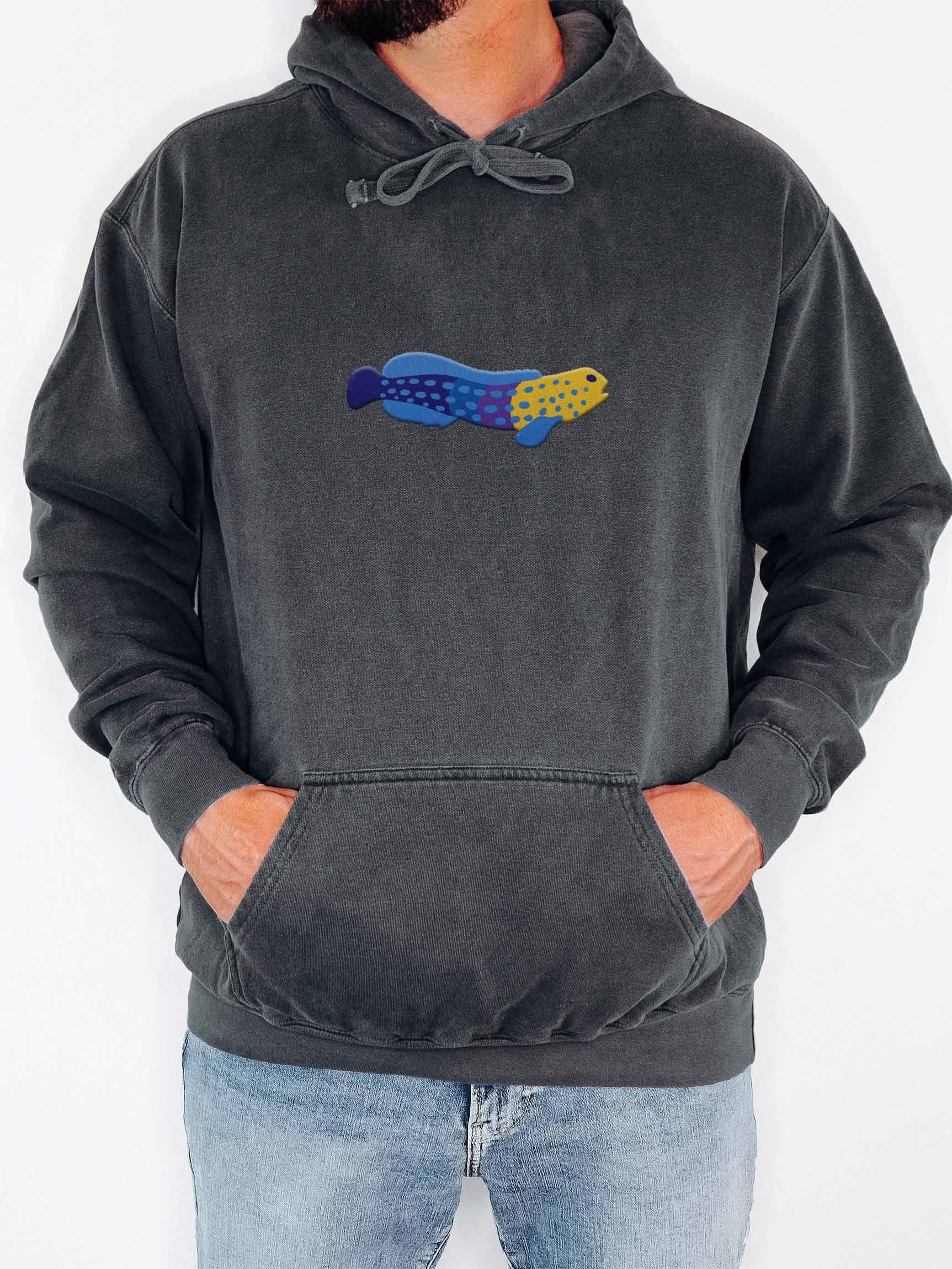 Blue Spotted Jawfish Embroidered Hoodie | Saltwater Reef Aquarium & Ocean Lover Apparel product image (2)