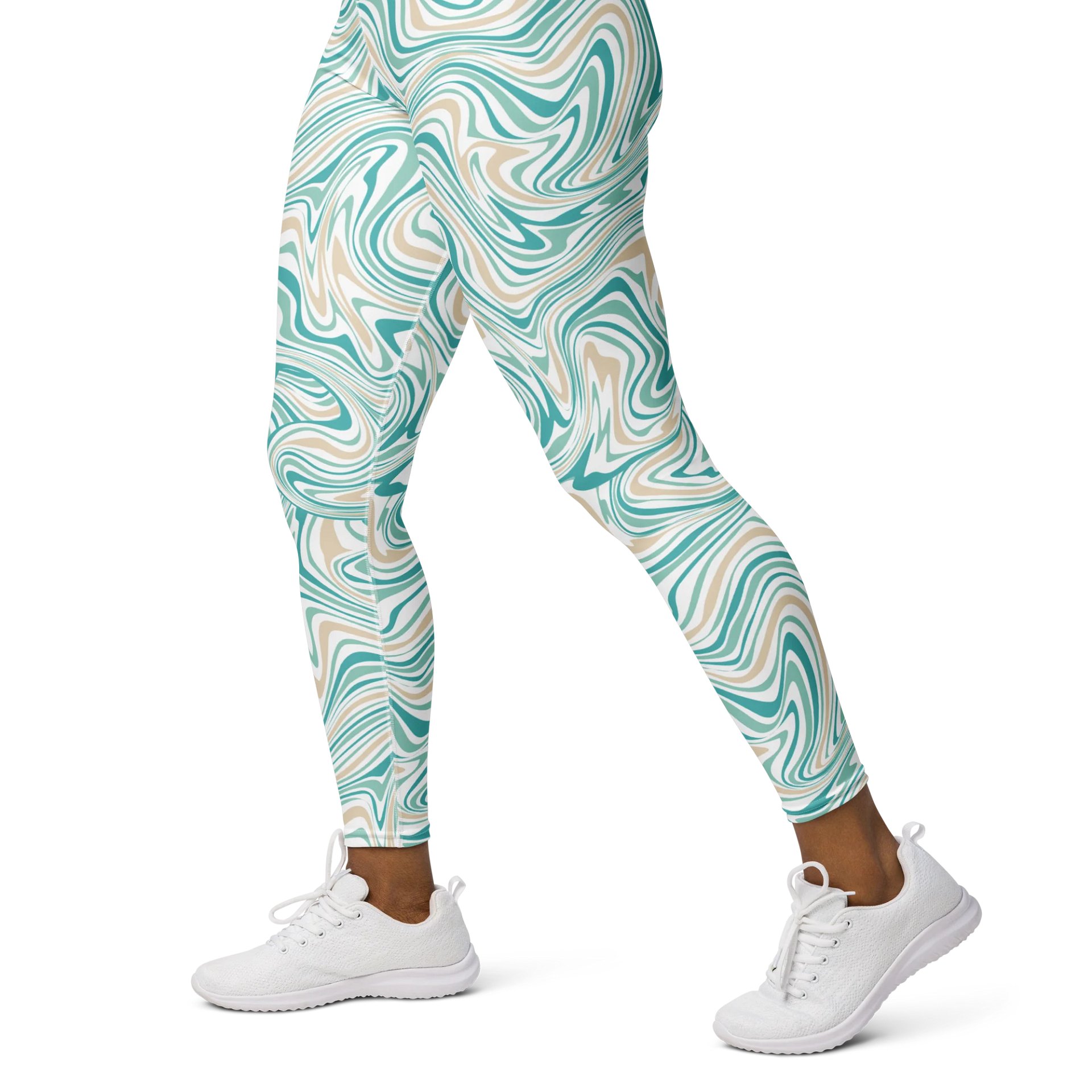 Marble Waves High-Waisted Leggings - Artistic Flow product image (3)