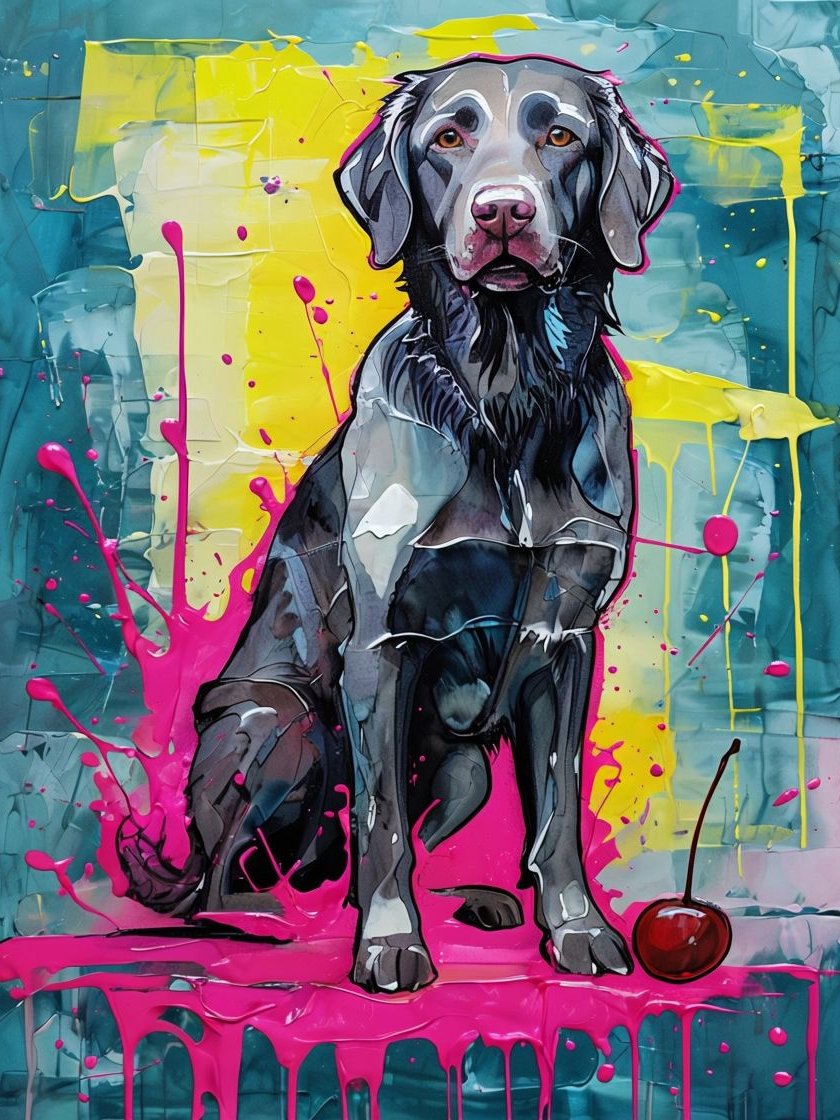 Colorful Retriever Dog Chaos, Framed Poster product image (1)