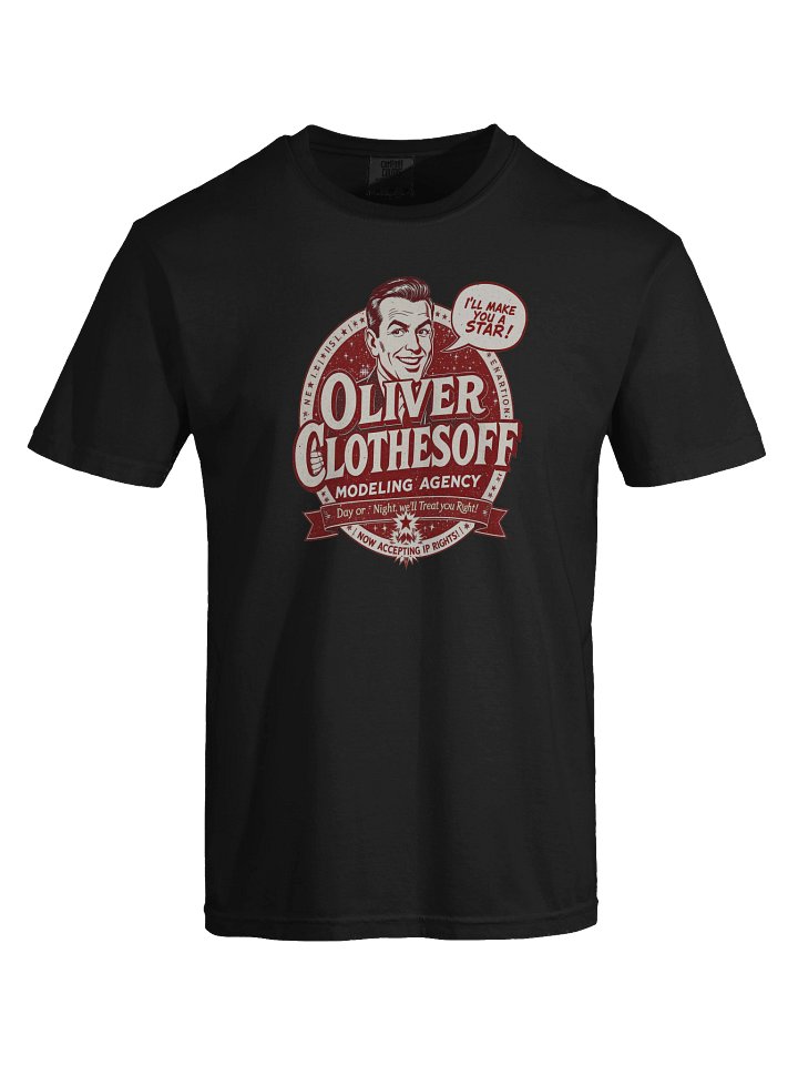 Oliver Clothesoff Modeling Agency Tee – Retro 1950s Gag Shirt | Comfort Colors 1717 product image (1)