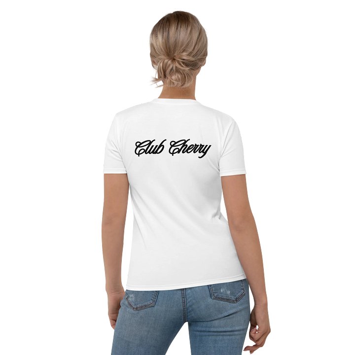 Club Cherry Ladies White Tee w/Black CC on Back product image (2)