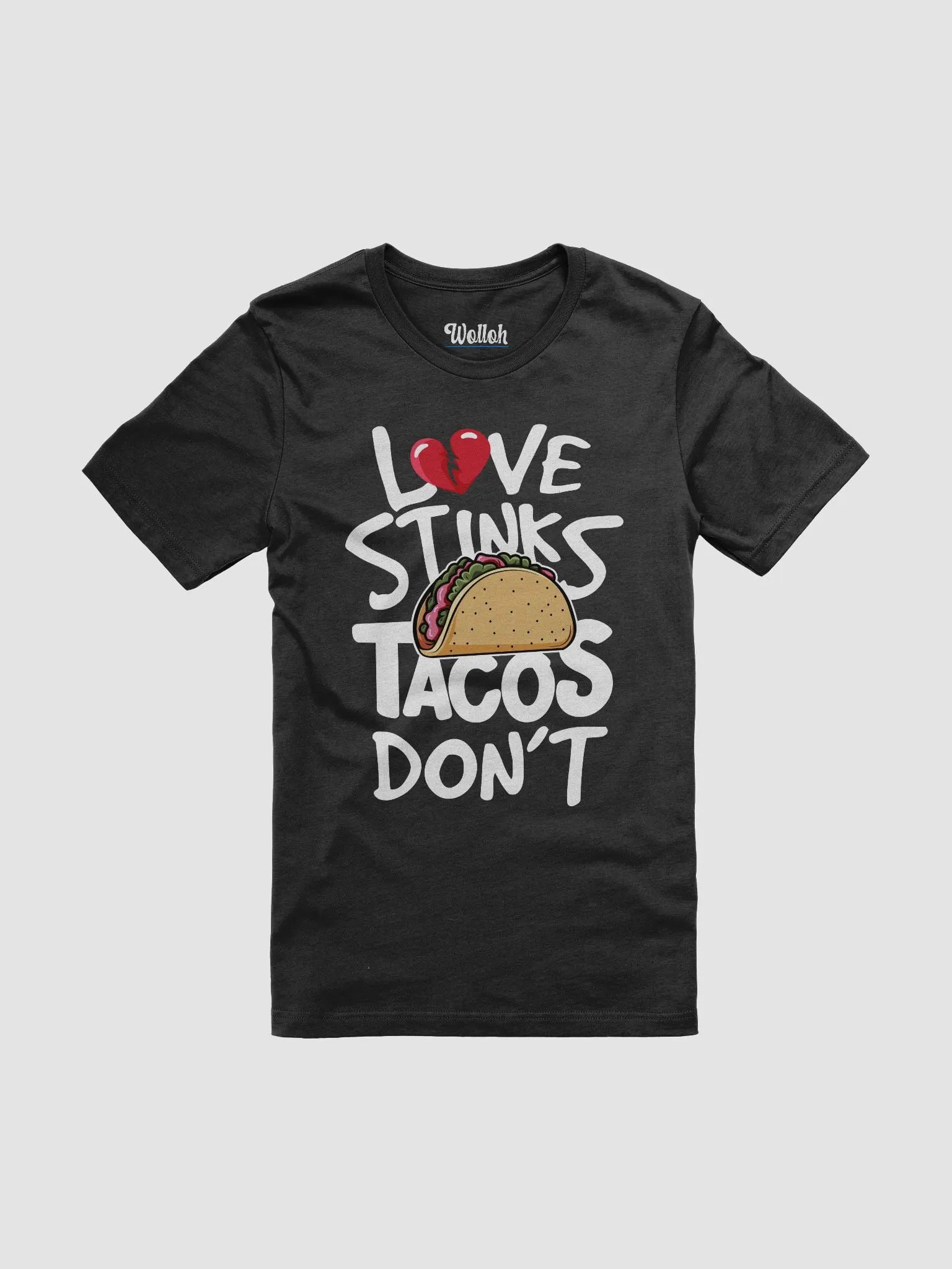 Funny Anti-Valentine's Taco T-Shirt - Love Stinks, Tacos Don’t product image (1)