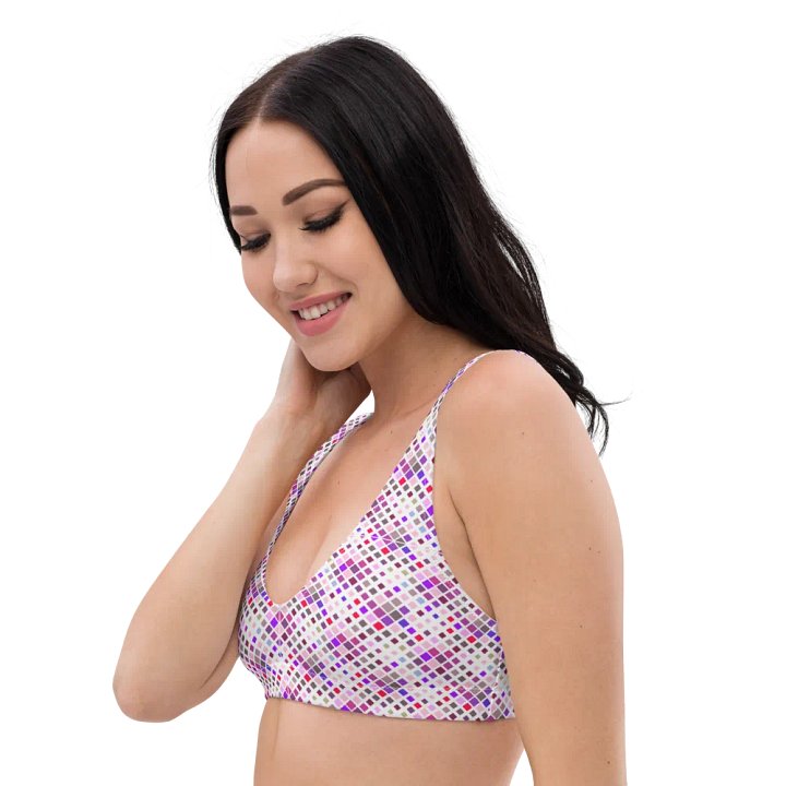 Colorful Square Pattern Design Padded Bikini Top - V1 product image (1)