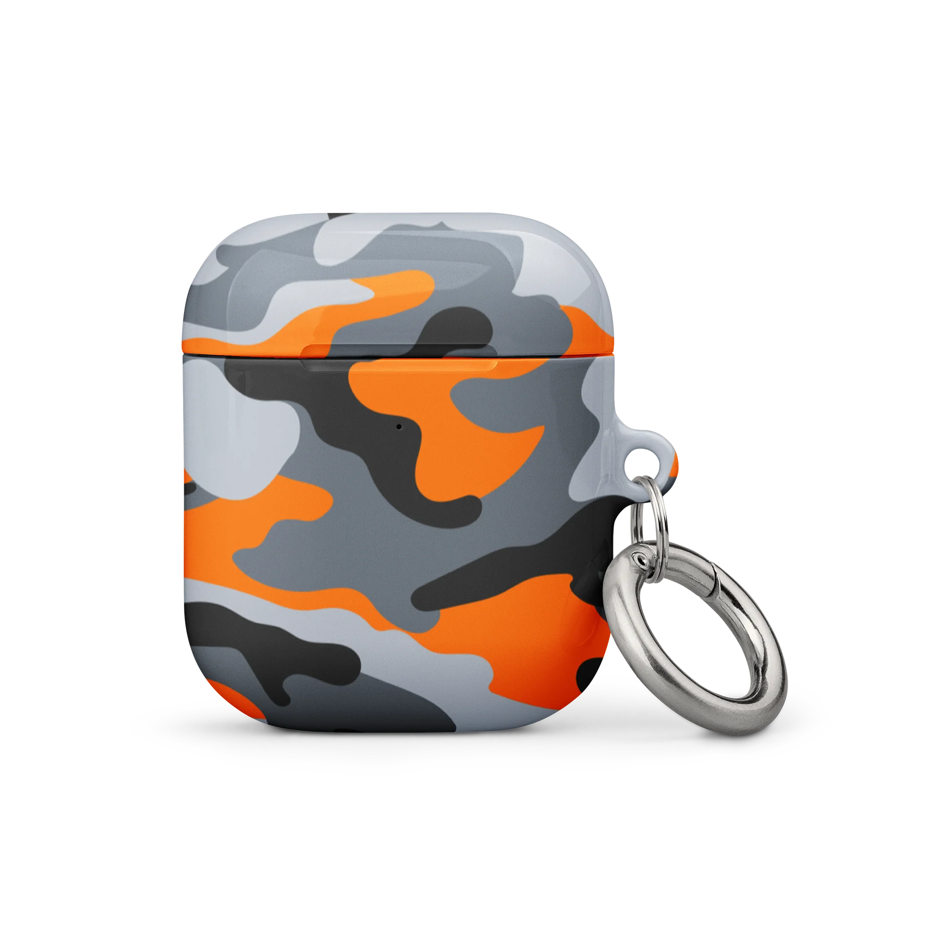 Orange Gray Camo AirPods Case with Carabiner Clip product image (1)