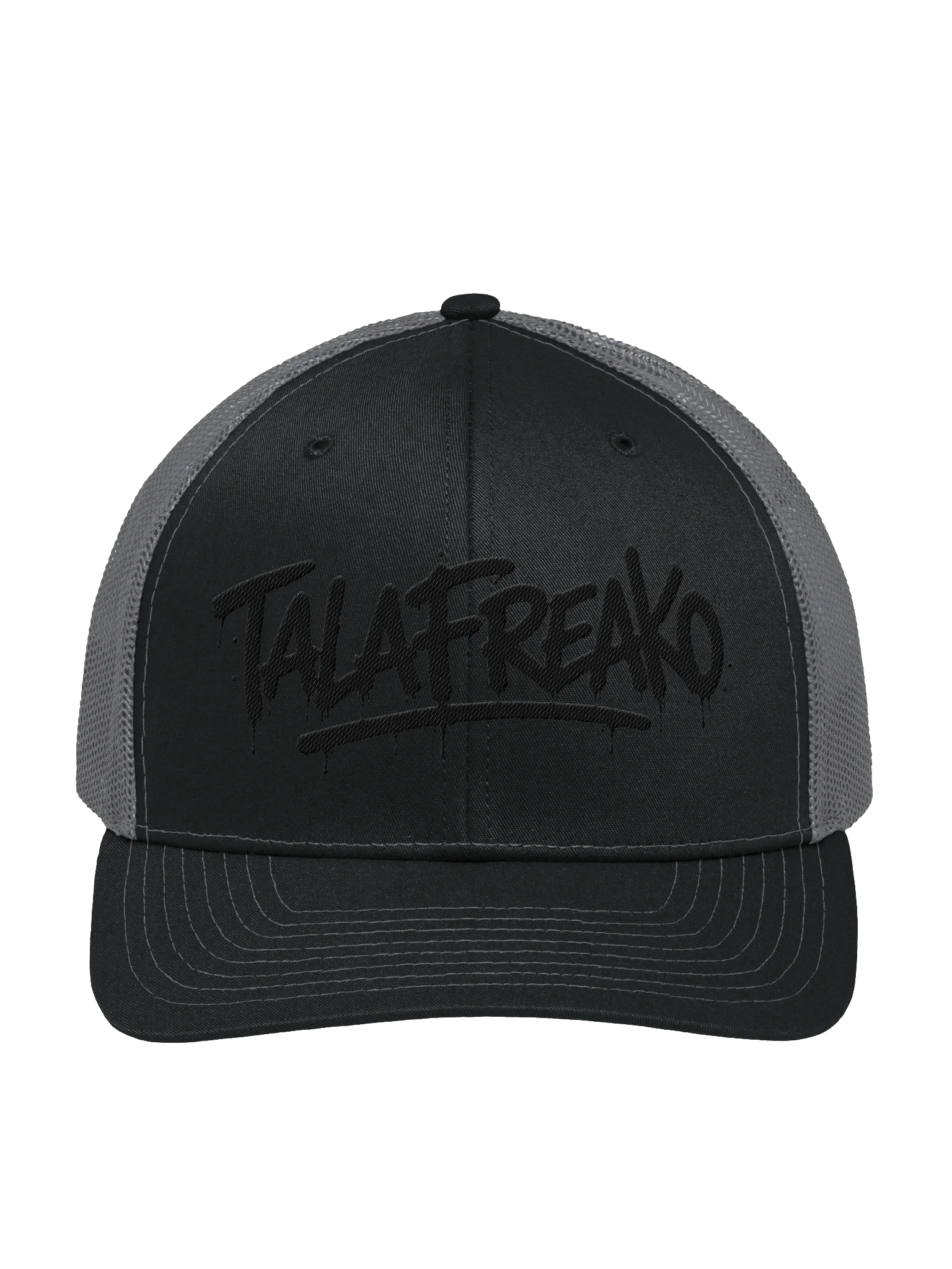 Talafreako graffiti trucker on the Richardson 112: hand tagged spray paint letters with wet drips. Street art energy, snapback fit, ships fast.