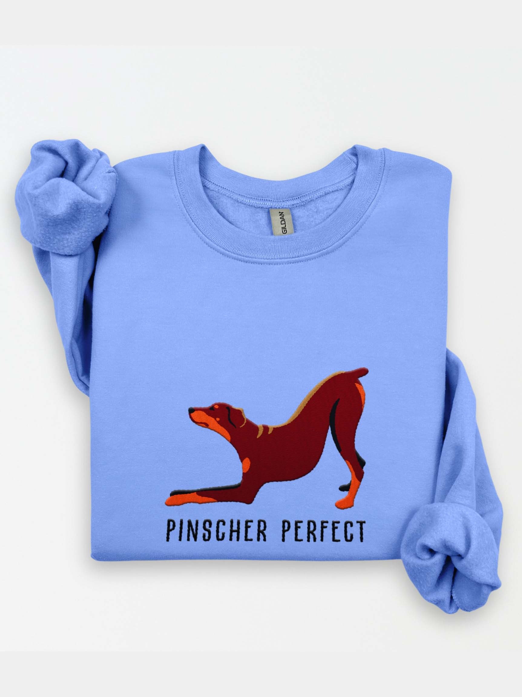 Pinscher Perfect Sweatshirt(Embroidered) of a Doberman Pinscher(Red, Full Ears) product image (1)