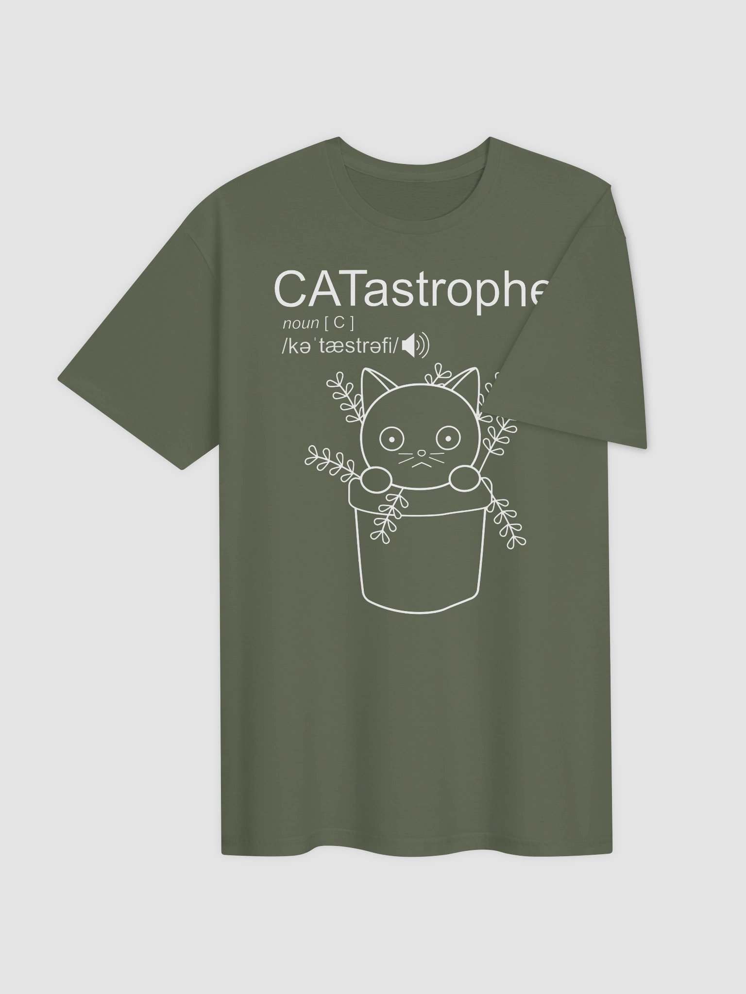 CATastrophe (Cat in Plant Pot - White Print) - Unisex Adult Super Soft Lightweight T-shirt product image (3)