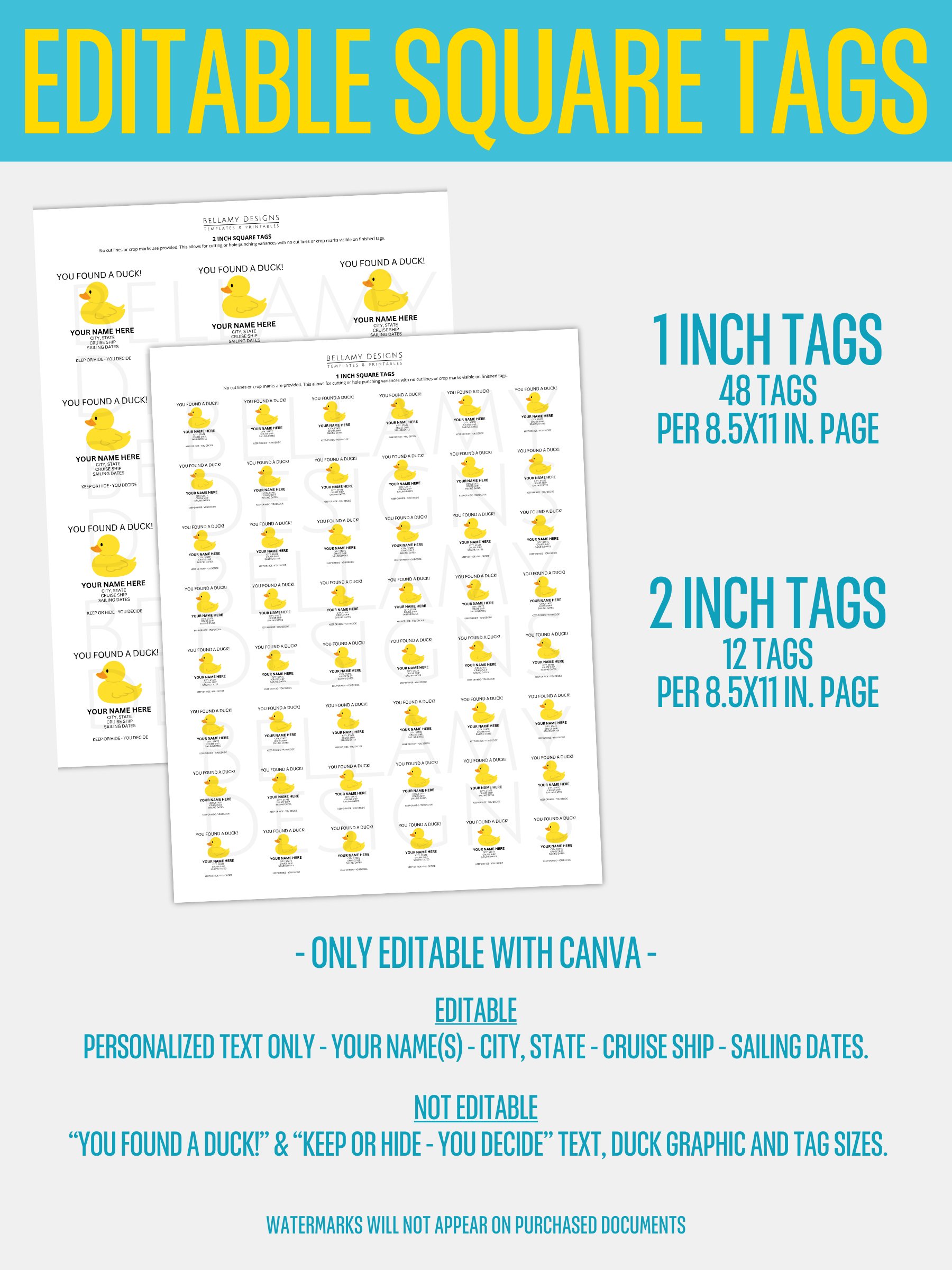 Editable Cruise Duck Tags - Circles & Squares product image (6)