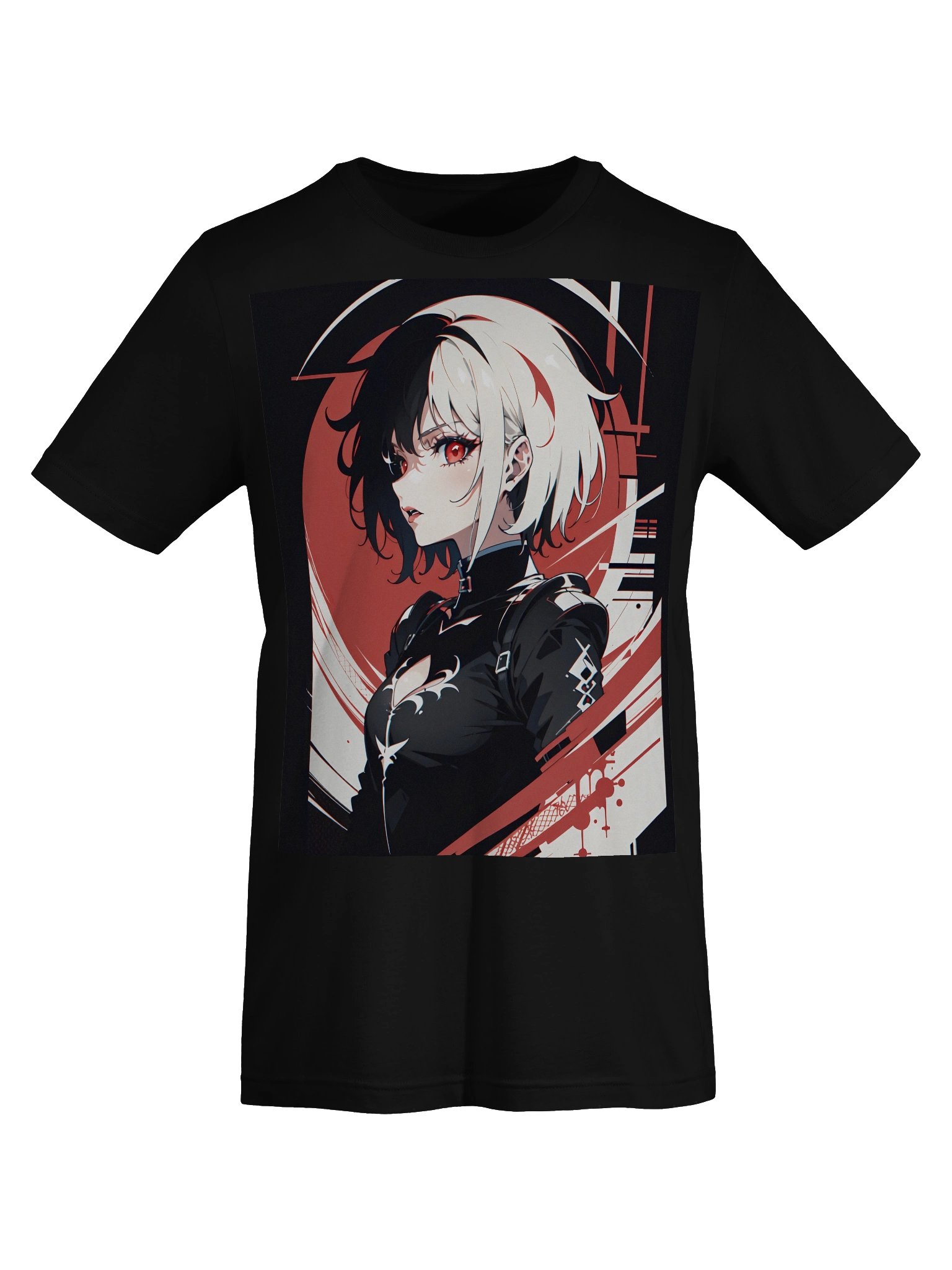 Crimson Gaze Cyberpunk Rebel Anime Graphic T-Shirt product image (8)