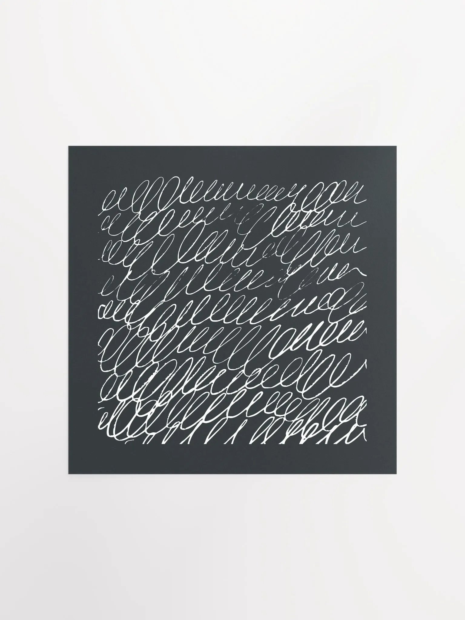 White Scribble on Black Abstract Art Print product image (2)
