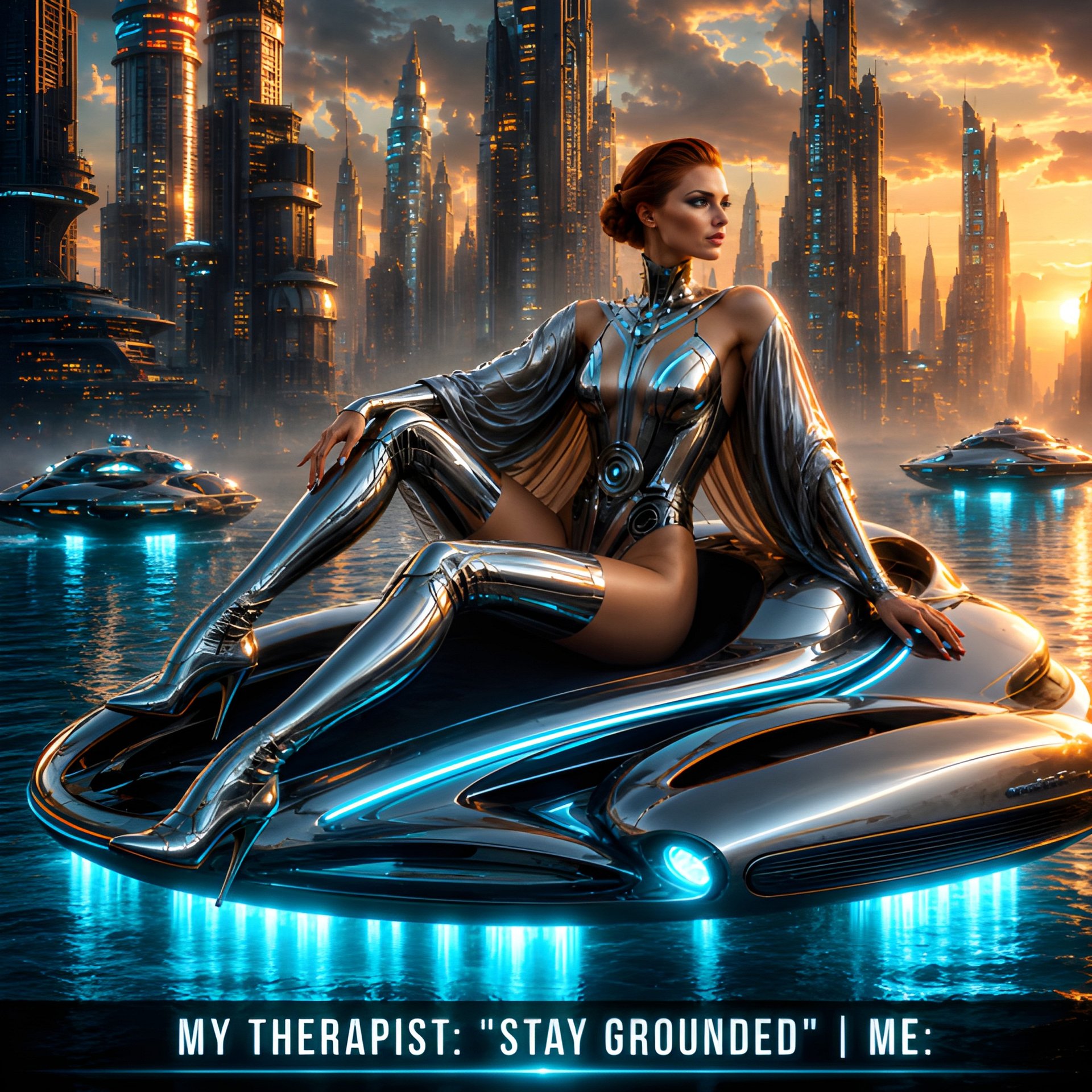 Stay Grounded Meme Wall Art Cyberpunk SciFi 8K Printable JPG Digital Download 300DPI product image (2)