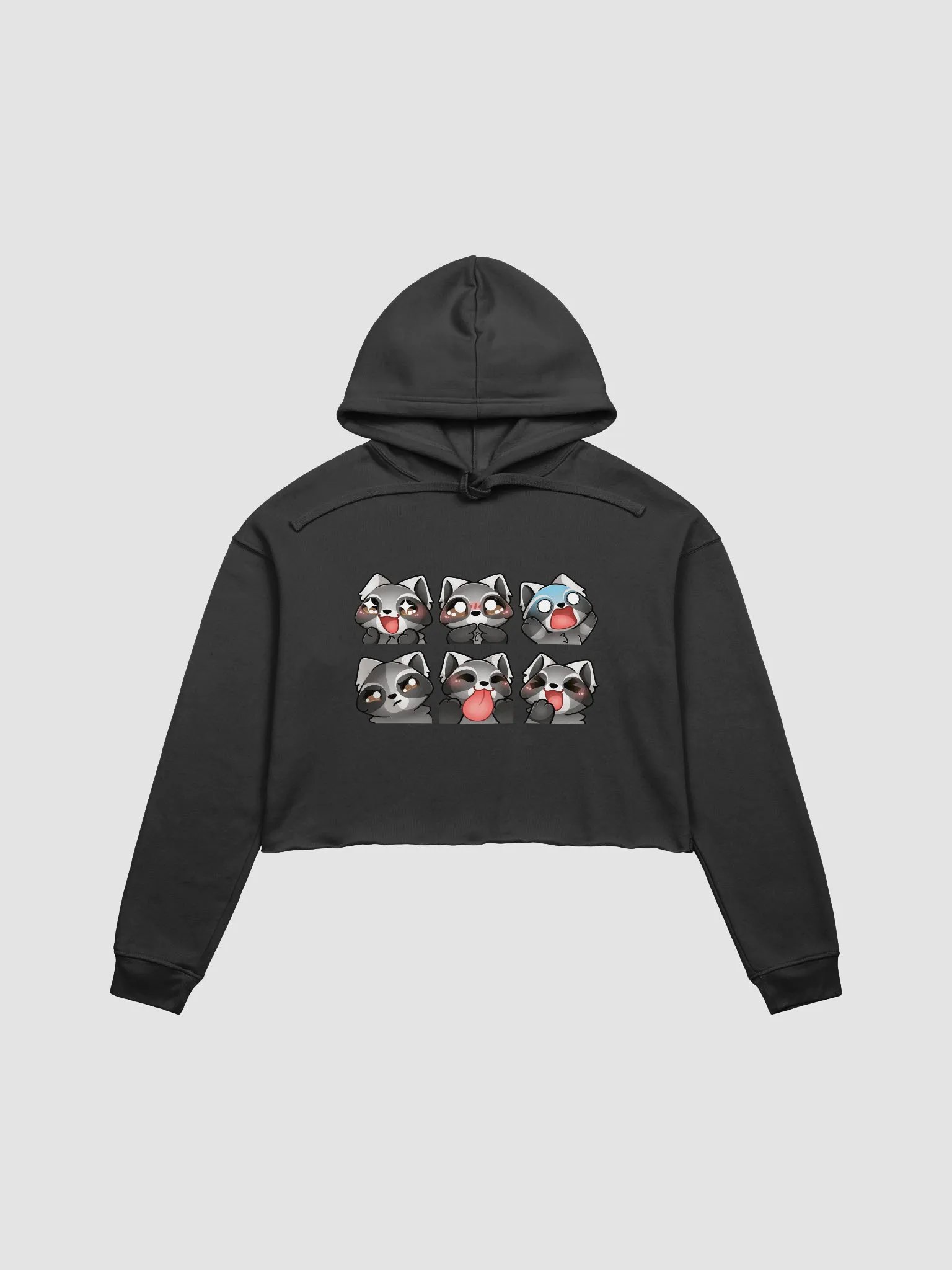Raccoon emote cropped fleece hoodie product image (1)