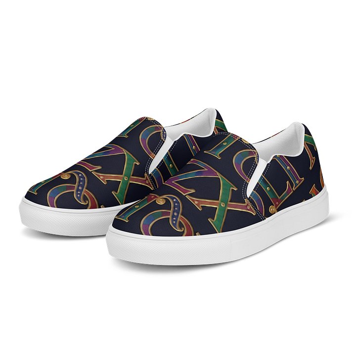 XZAQLI Monogram Women's Canvas Slip-On (Navy Blue) product image (1)