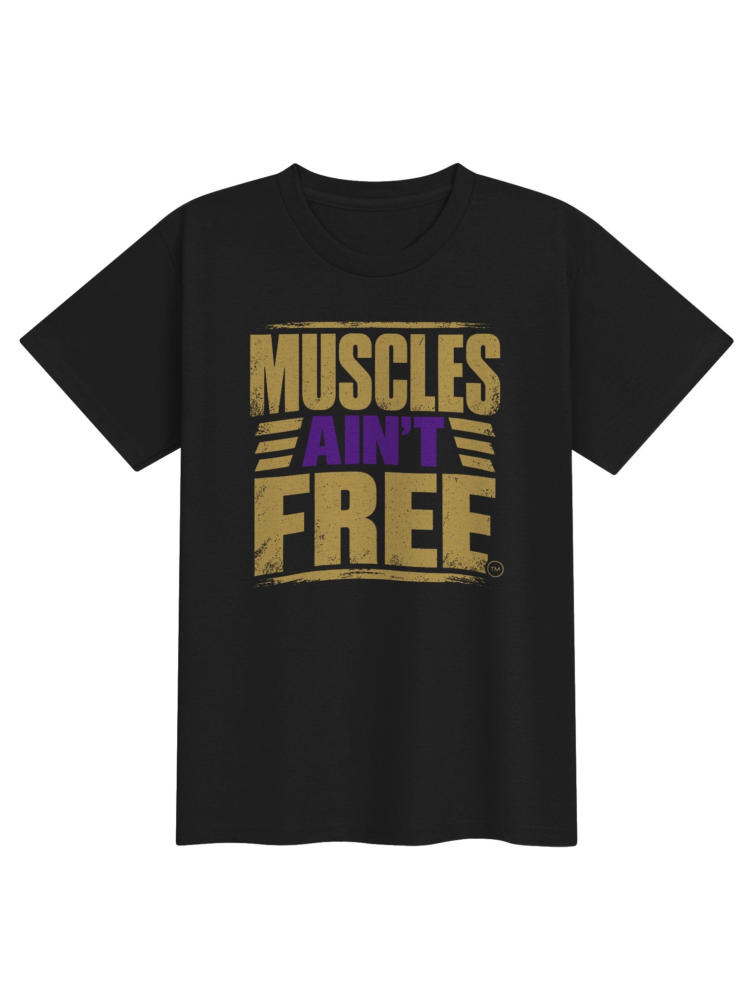 The "Muscles Ain't Free" Youth Royal Gold & Purple Heavyweight Tee product image (8)