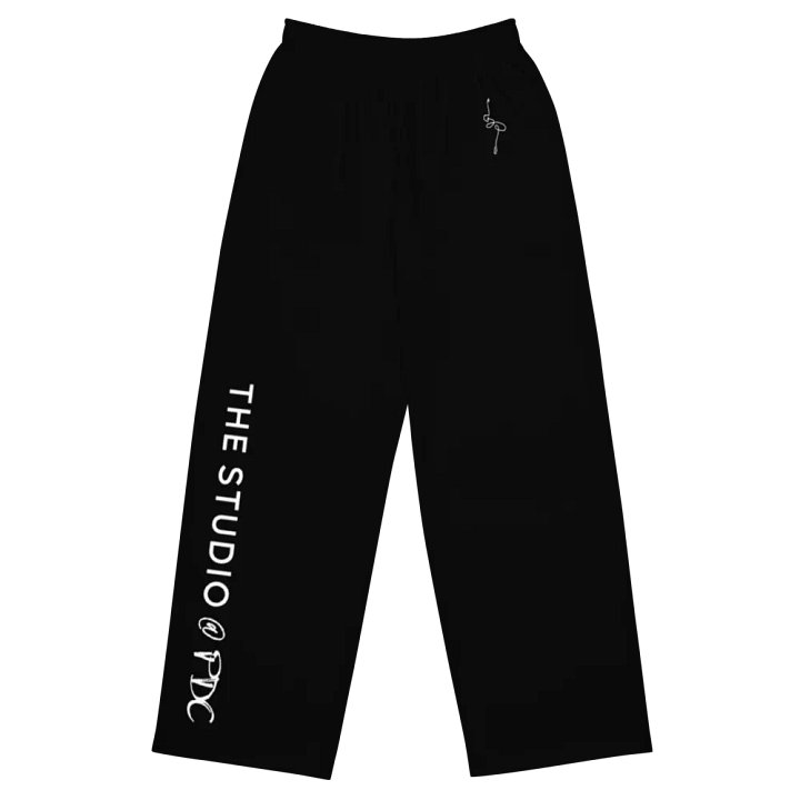 Wide Legged Comfy Pants | Black with White Text/Logo product image (1)