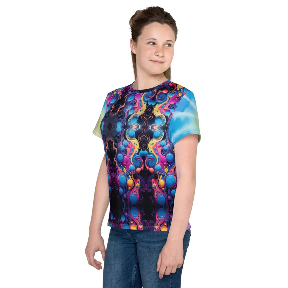 Vibrant Liquid Bubbles Tie Dye Youth T-Shirt product image (7)