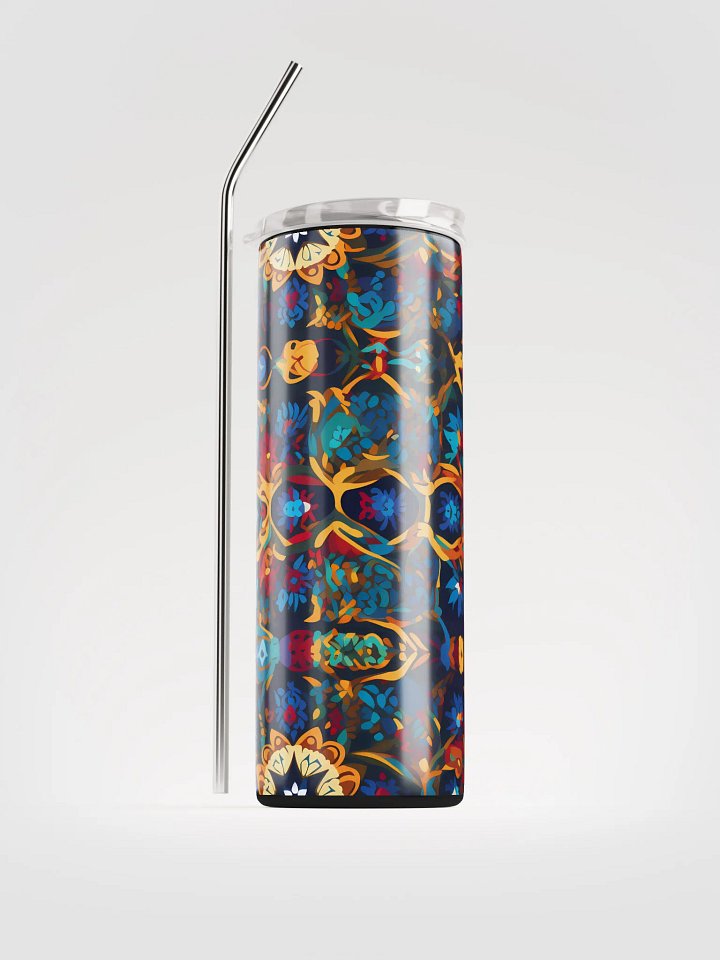 Colorful Pattern, Rich, Deep, Blues, Reds Yellows, and Oranges Skinny Tumbler with Straw, 20oz product image (2)