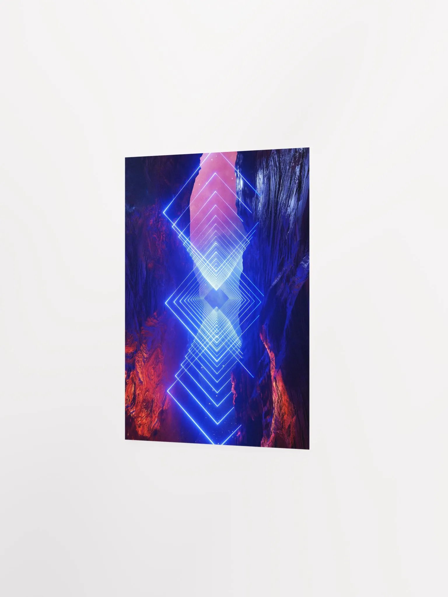 Neon landscape: Squares #1 blue [synthwave/vaporwave/cyberpunk] — Aesthetic retrowave poster product image (7)