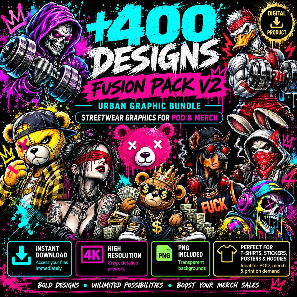 400+ Premium Streetwear Graphics Pack product image (1)