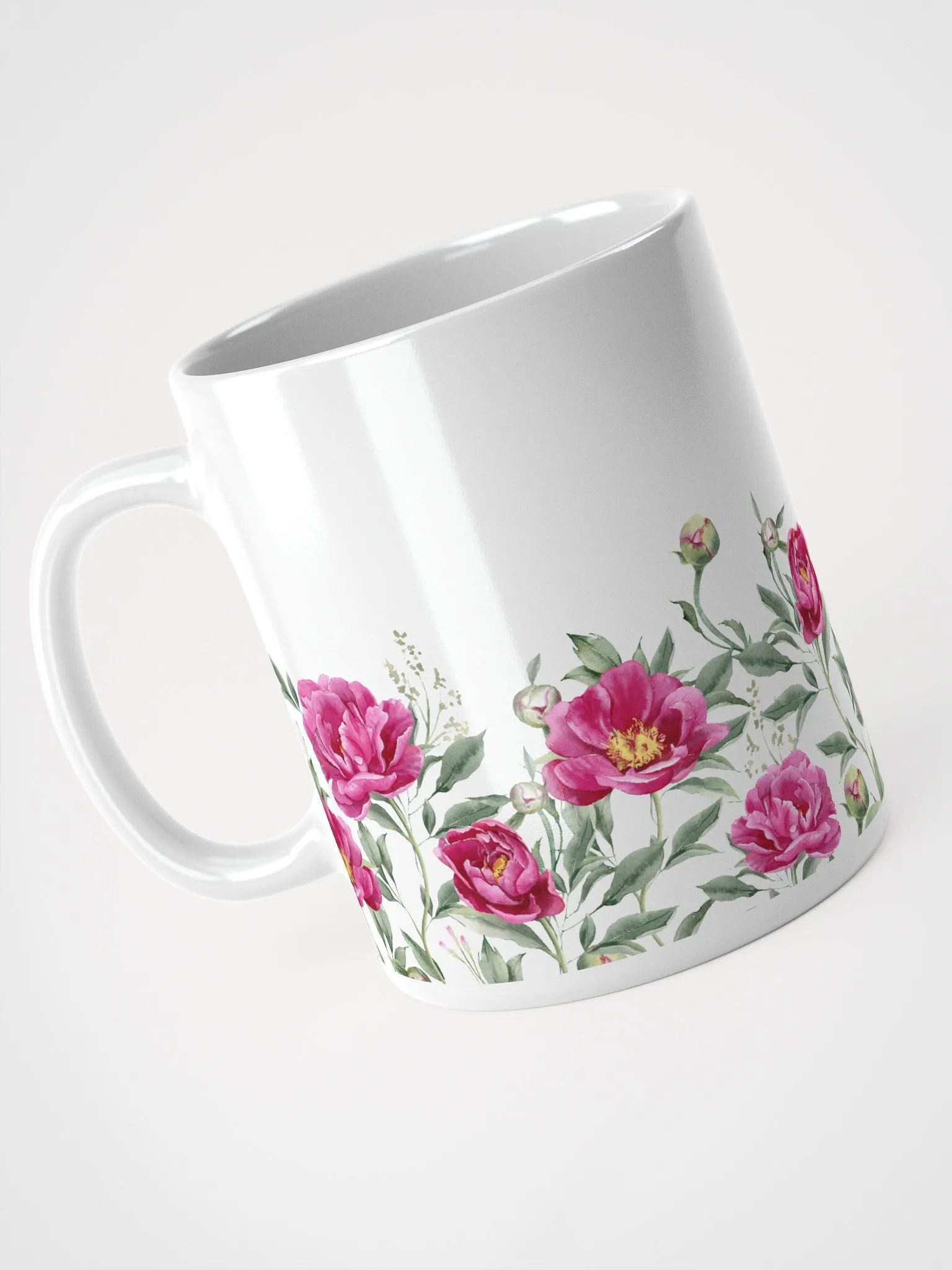 Pink Peony White Ceramic Mug product image (5)