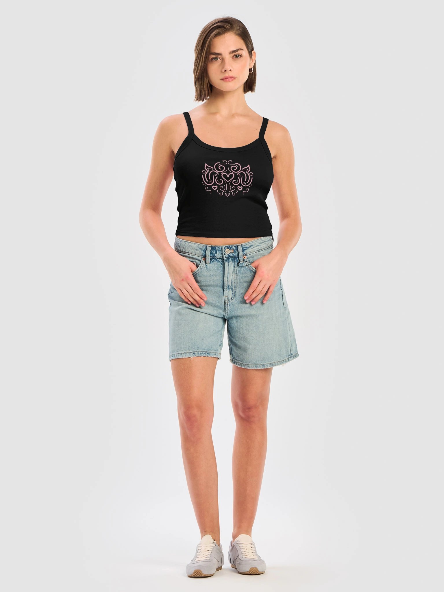 pink heart ornamental micro-rib tank product image (5)