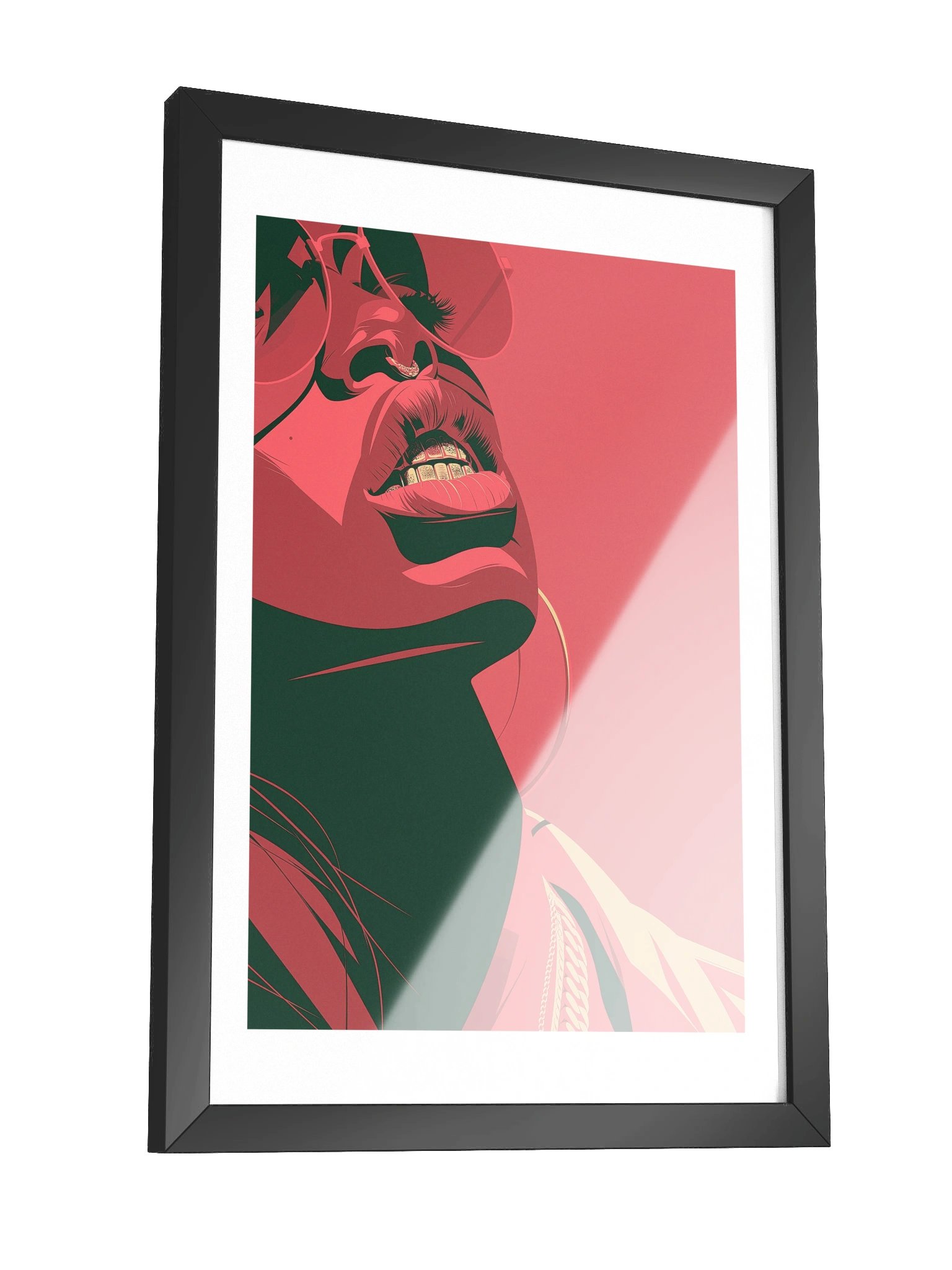 MONA No. 2 FRAMED | Black Woman Wall Art | Gold Grillz Print, Crimson & Gold product image (3)