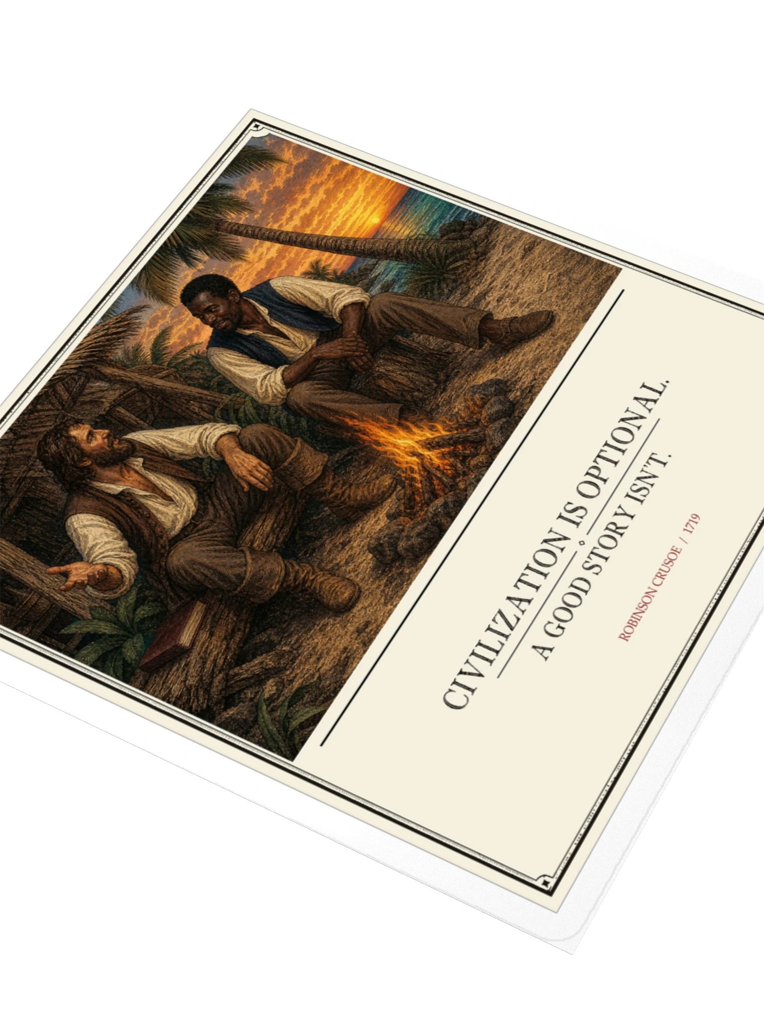 Civilization Optional Good Story Isn T -- Robinson Crusoe Sticker product image (3)