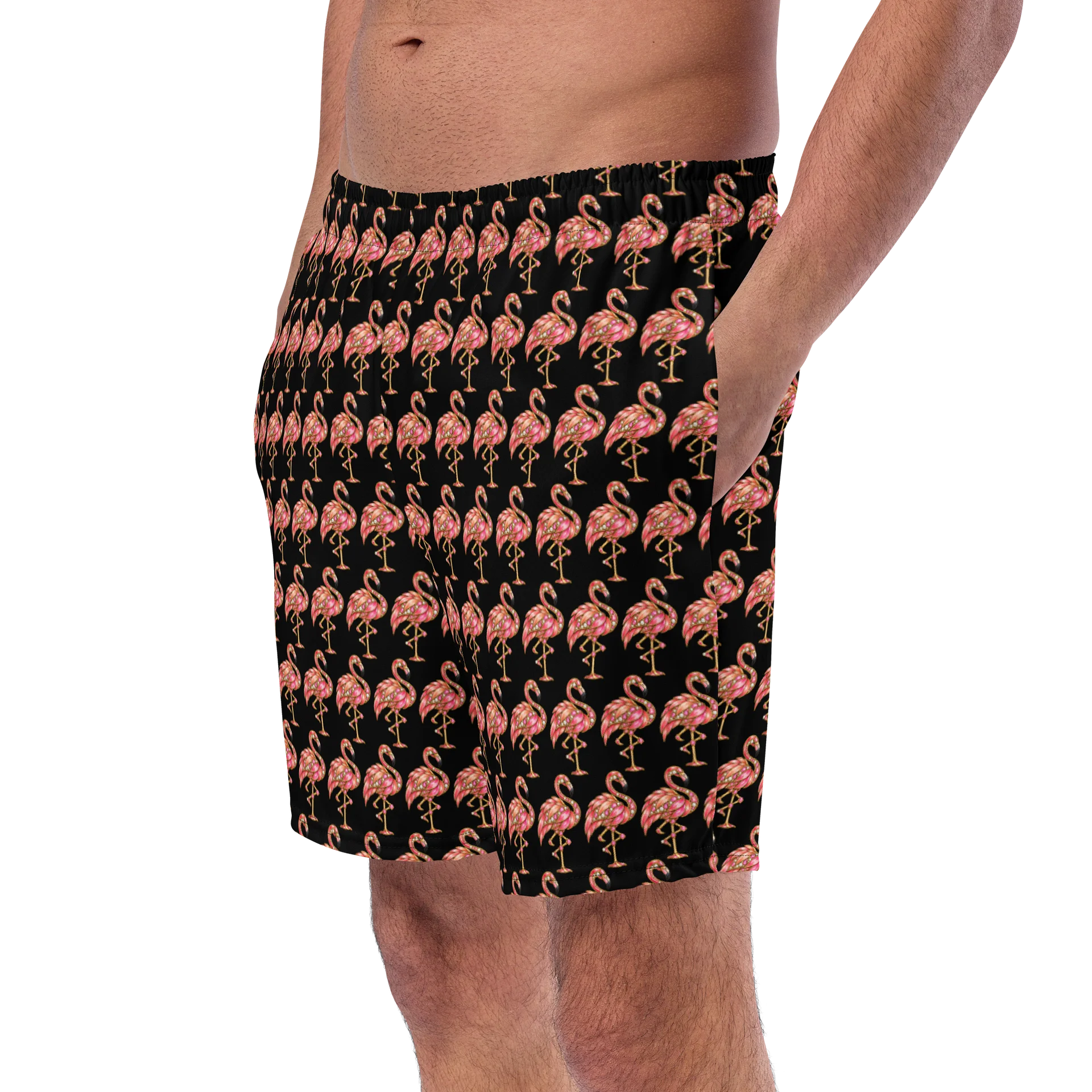 Pink Flamingo All-Over Print Swim Trunks product image (2)