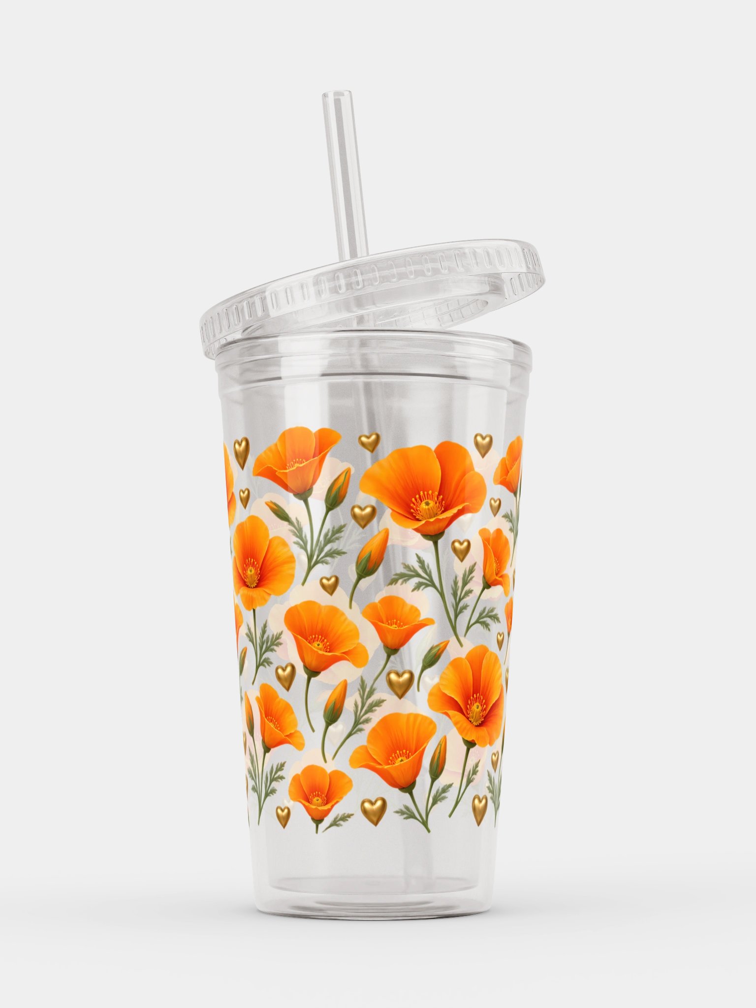 California Poppy Clear Dual Wall Tumbler 16 Oz (473 ml) product image (3)