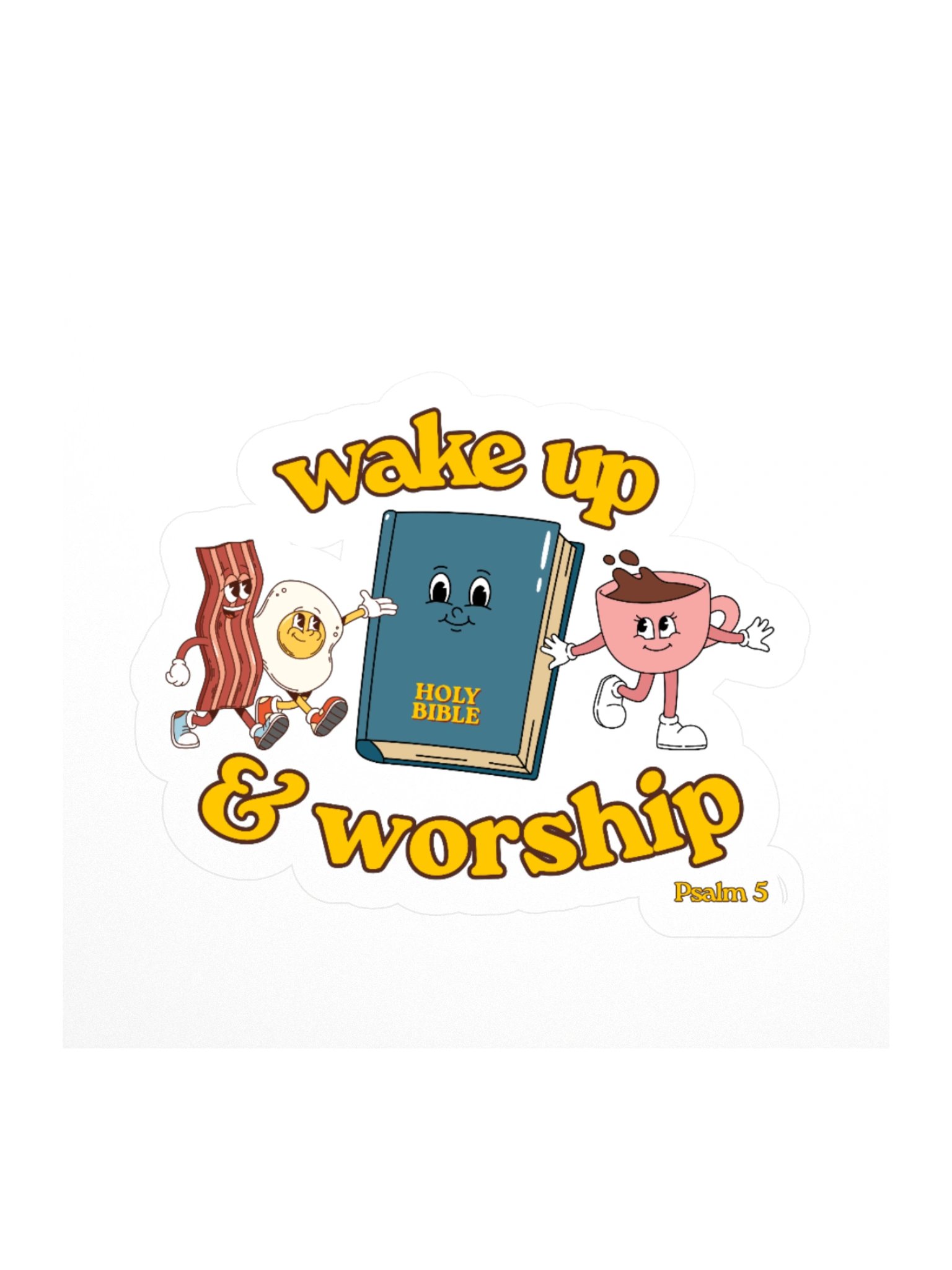 Wake Up & Worship Psalm 5 Retro Sticker product image (1)
