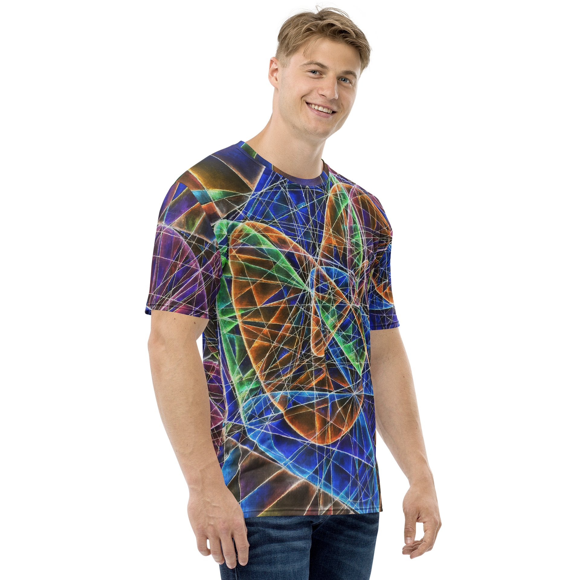 Lissajous Trilogy - Geometric Negative Art Men's Crew Neck T-Shirt product image (6)
