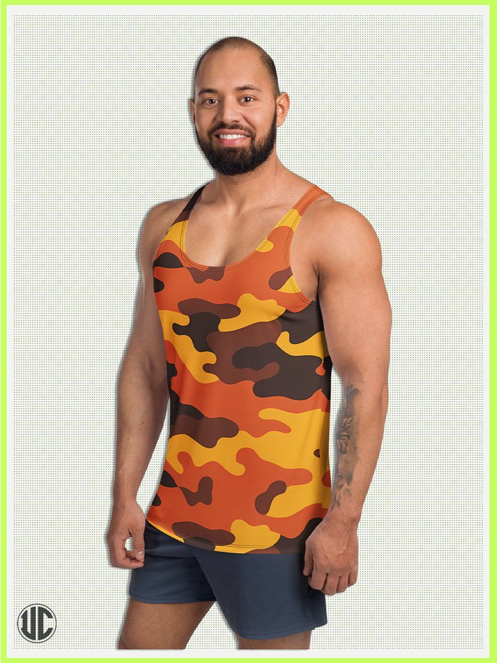 Savage Sunset Orange Camo – Men’s Tank Top product image (1)