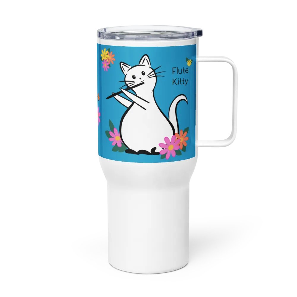 Flute Kitty Travel Mug w handle - C Flute product image (3)