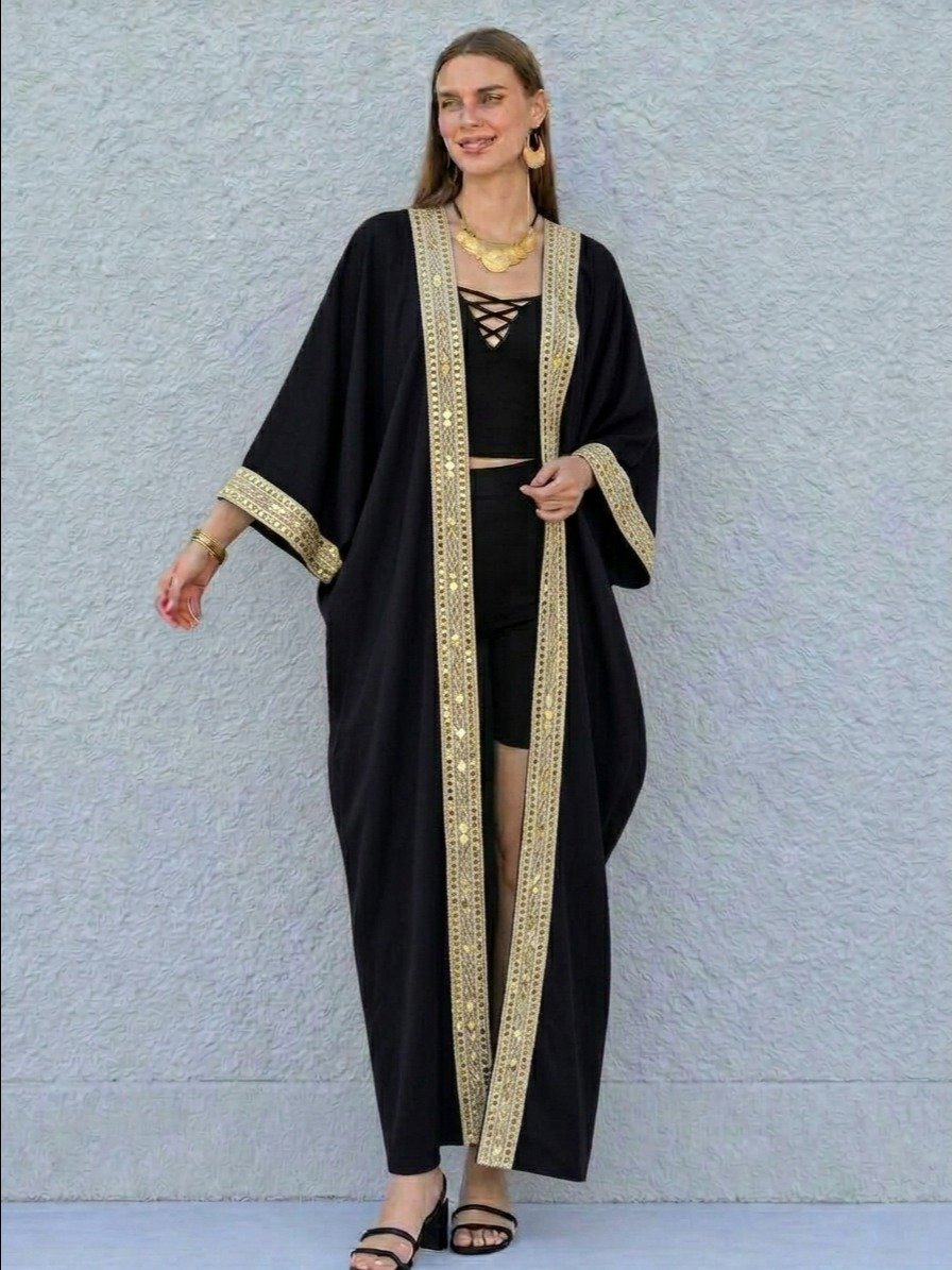 Copy of Egyptian Cotton-Linen Embroidered Boho Kimono Duster product image (2)