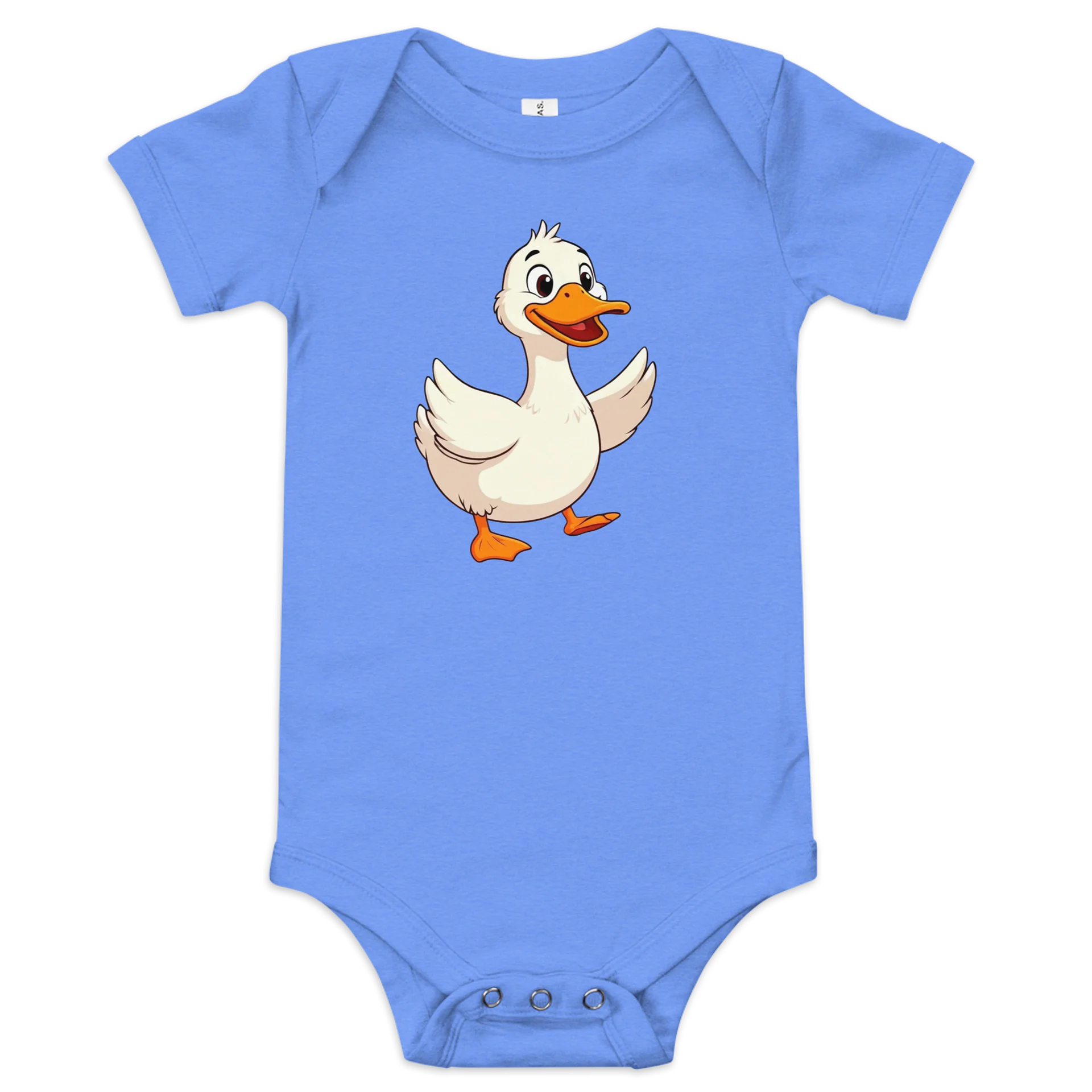 Smiling Cartoon Duck Baby Blue Onesie product image (1)