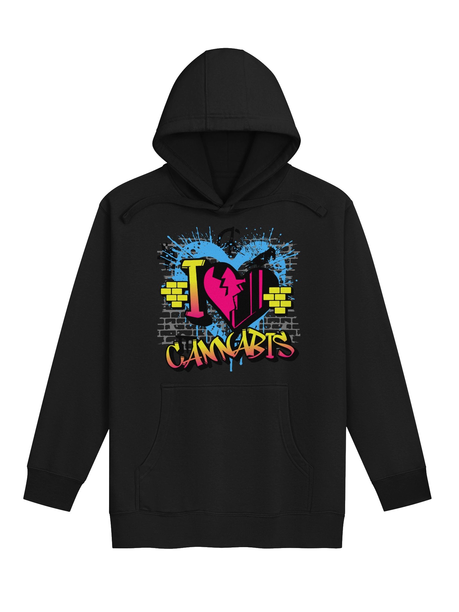 Graffiti "I ♥ Cannabis” Hoodie – Urban Street Weed Art Pullover | Premium Unisex Fit product image (2)