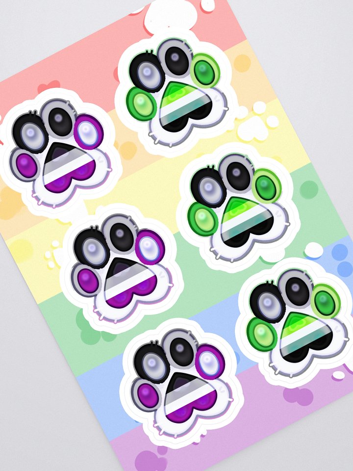 Aro & Ace Medley Pride Paw Prints Sticker Sheet product image (1)