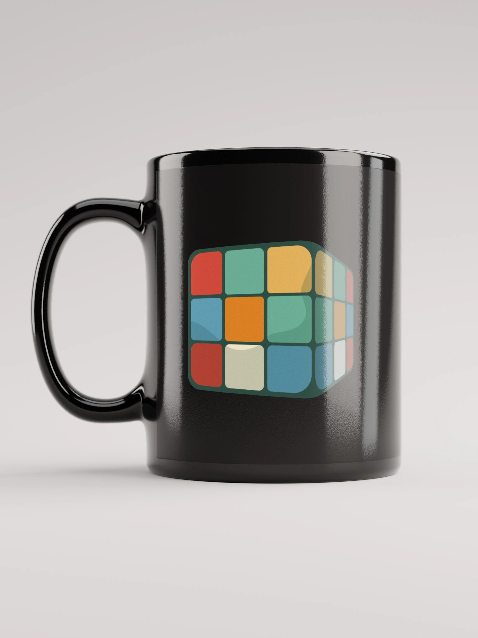 70s Rubiks Cube Black Coffee Mug - Double Sided Print product image (1)