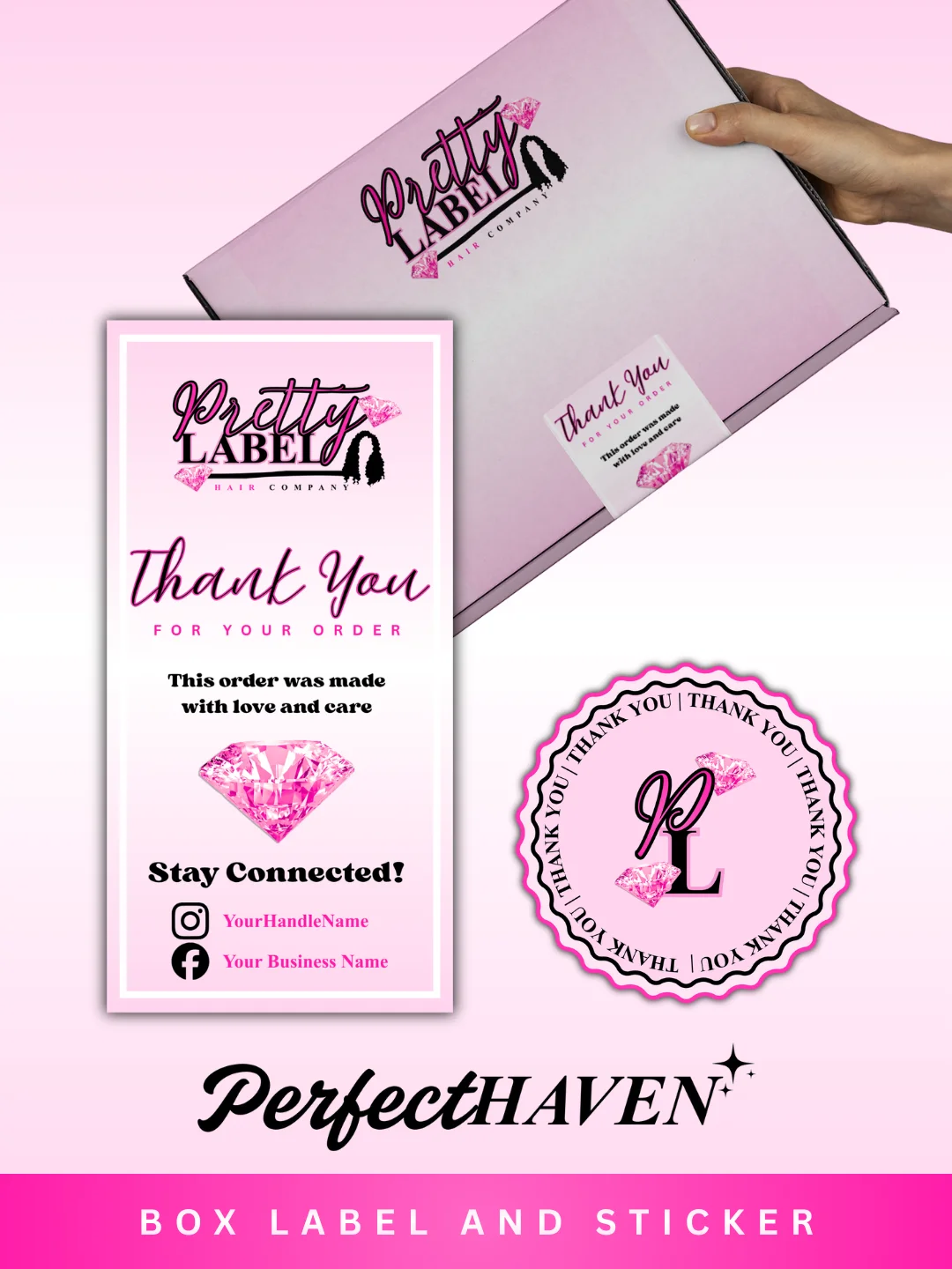 Pretty Label Hair Company Theme Branding Set - Easy Edit in Canva product image (7)