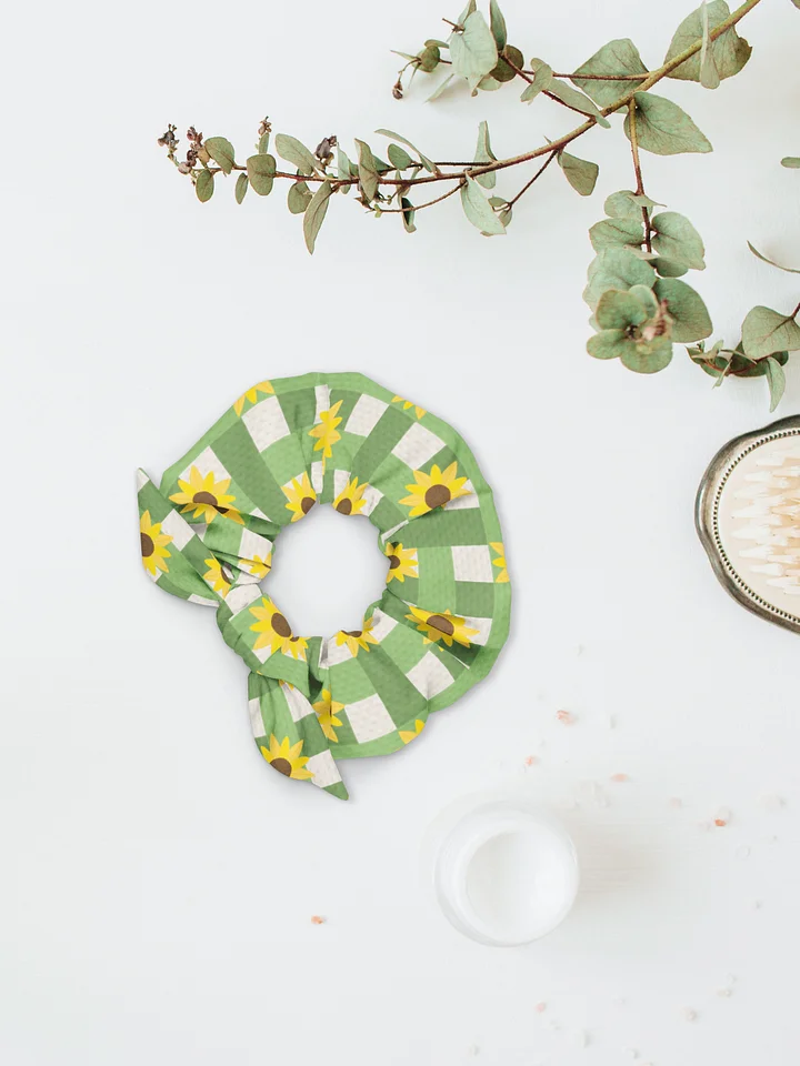 Sunflower Gingham Pattern- Green Background Scrunchie product image (1)
