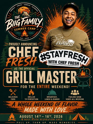 🔥 BIG FLAVOR IS COMING TO CAMP! 🔥

We're excited to announce that Chef Fresh of Stay Fresh Express will be serving as the Off...