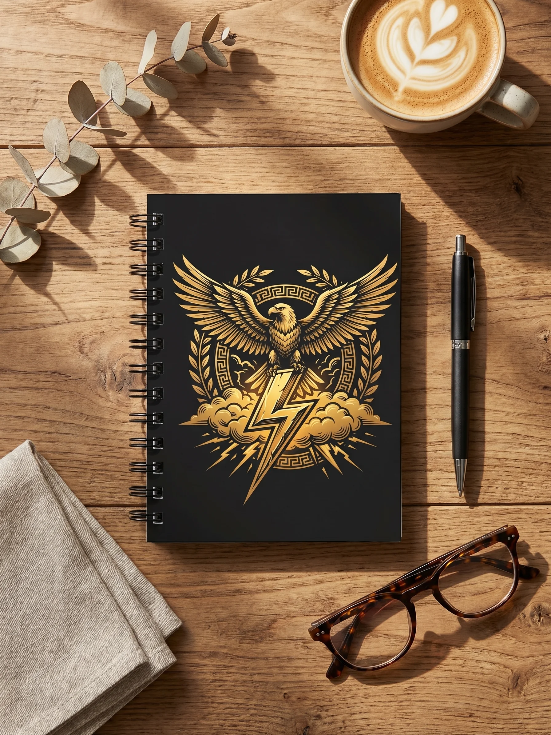 Zeus Notebook – Greek Mythology Spiral Journal with Eagle & Lightning Design product image (2)