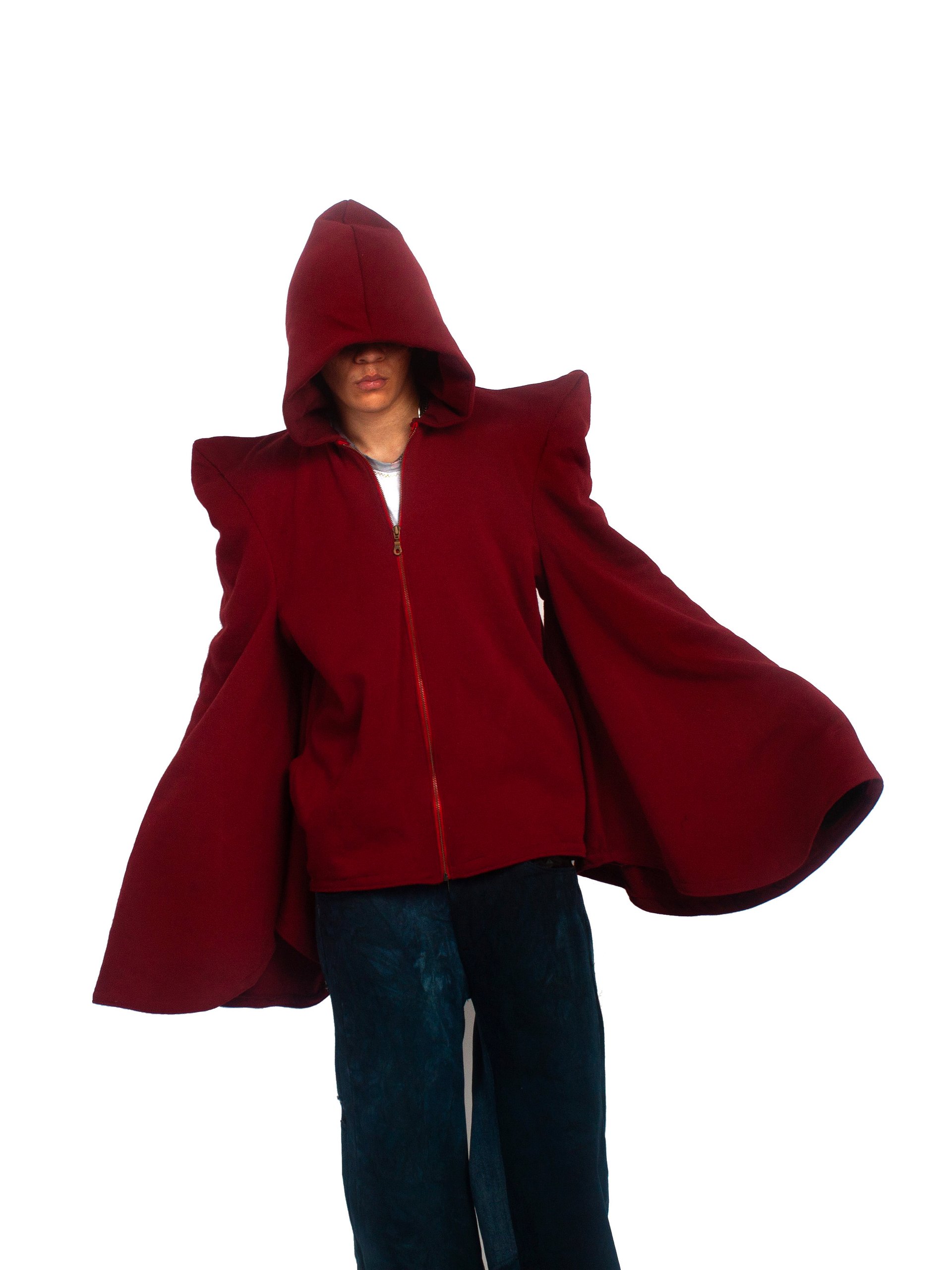 WIDE ARM SPIKE SHOULDER ZIP UP HOODIE product image (5)