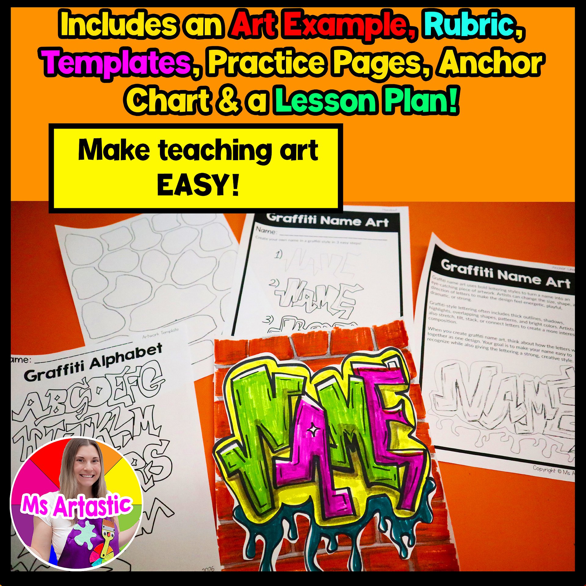 4th Grade Graffiti Name Art Grade 4 Art Project Back to School Art Lesson product image (3)