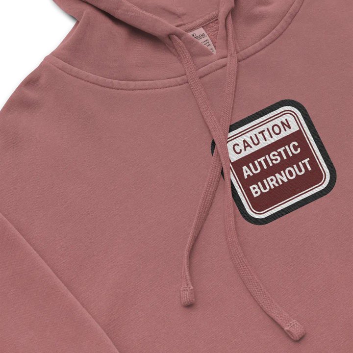 CAUTION: ASD BURNOUT embroidered pigment hoodie (maroon bubble design 2) product image (1)